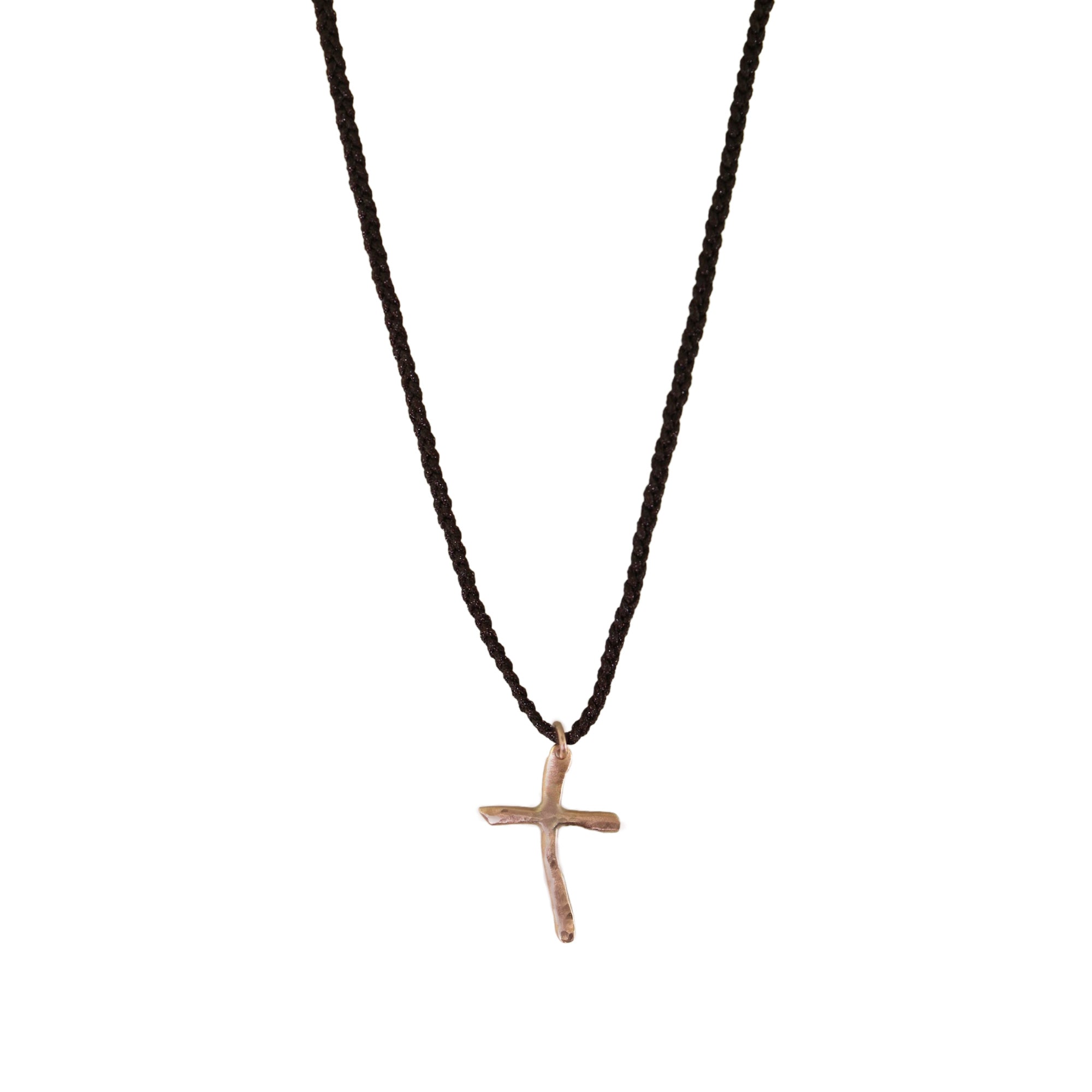 Rose Gold Textured Cross Necklace