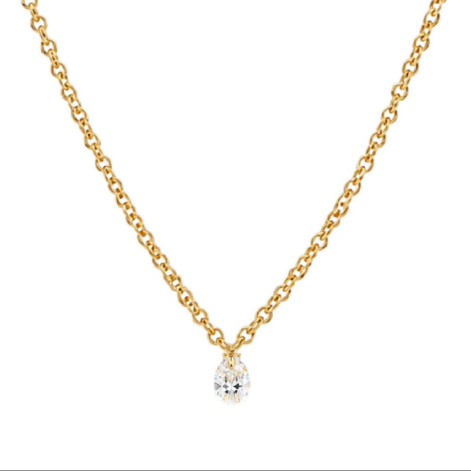 Single Drilled Diamond Red Silk & Rose Gold Necklace