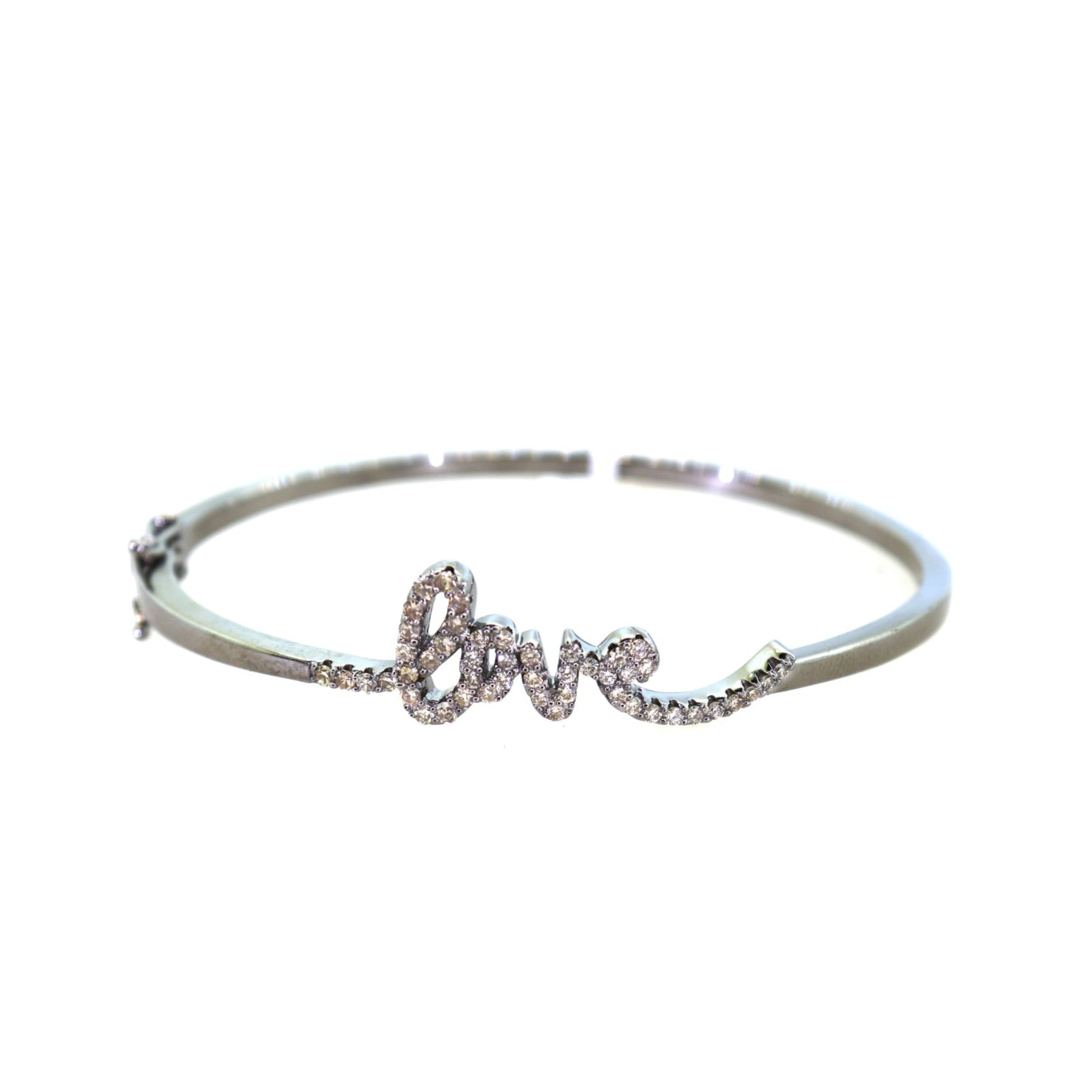 Silver LOVE Script Diamond Bangle