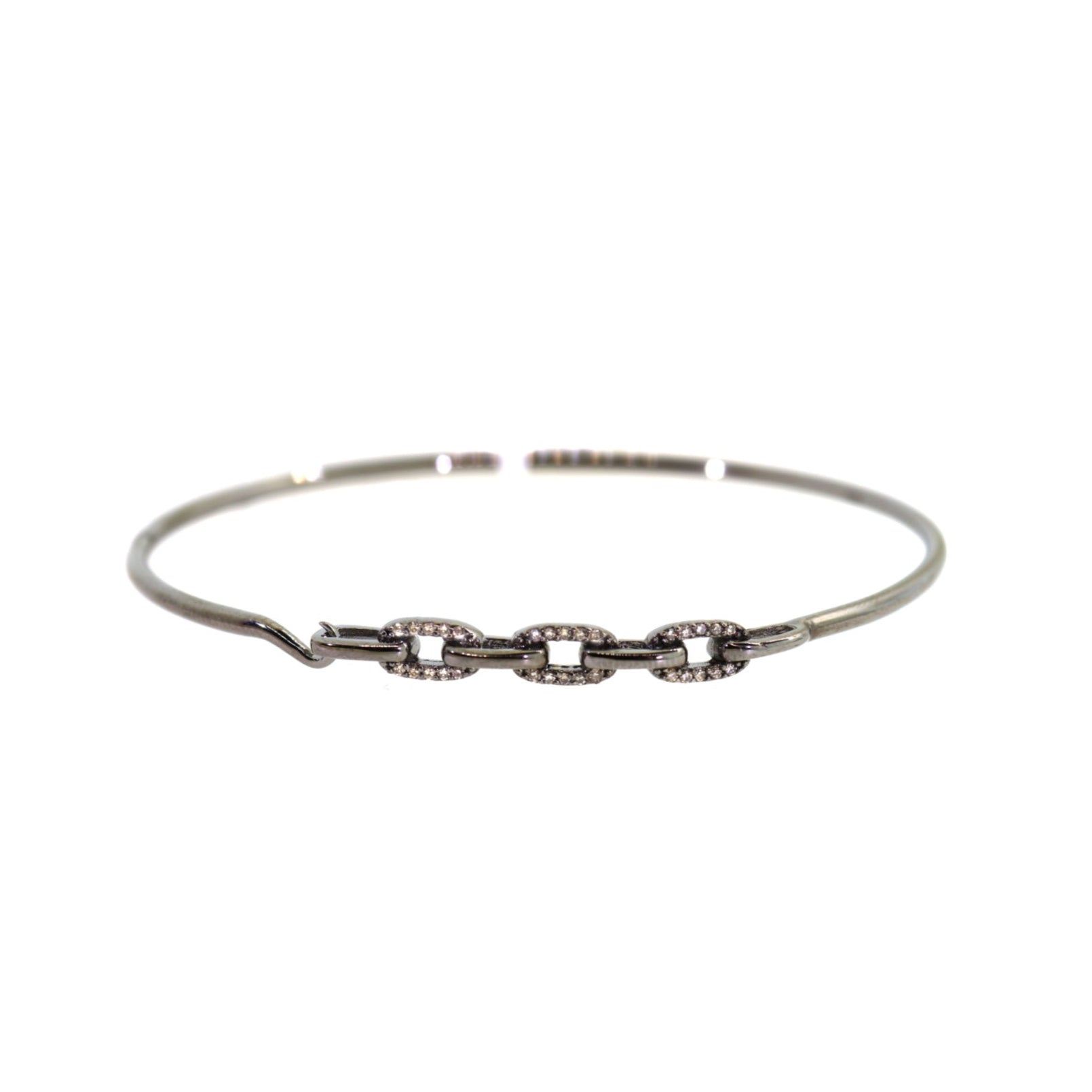 Pave Diamond Link Hook Closure Bracelet