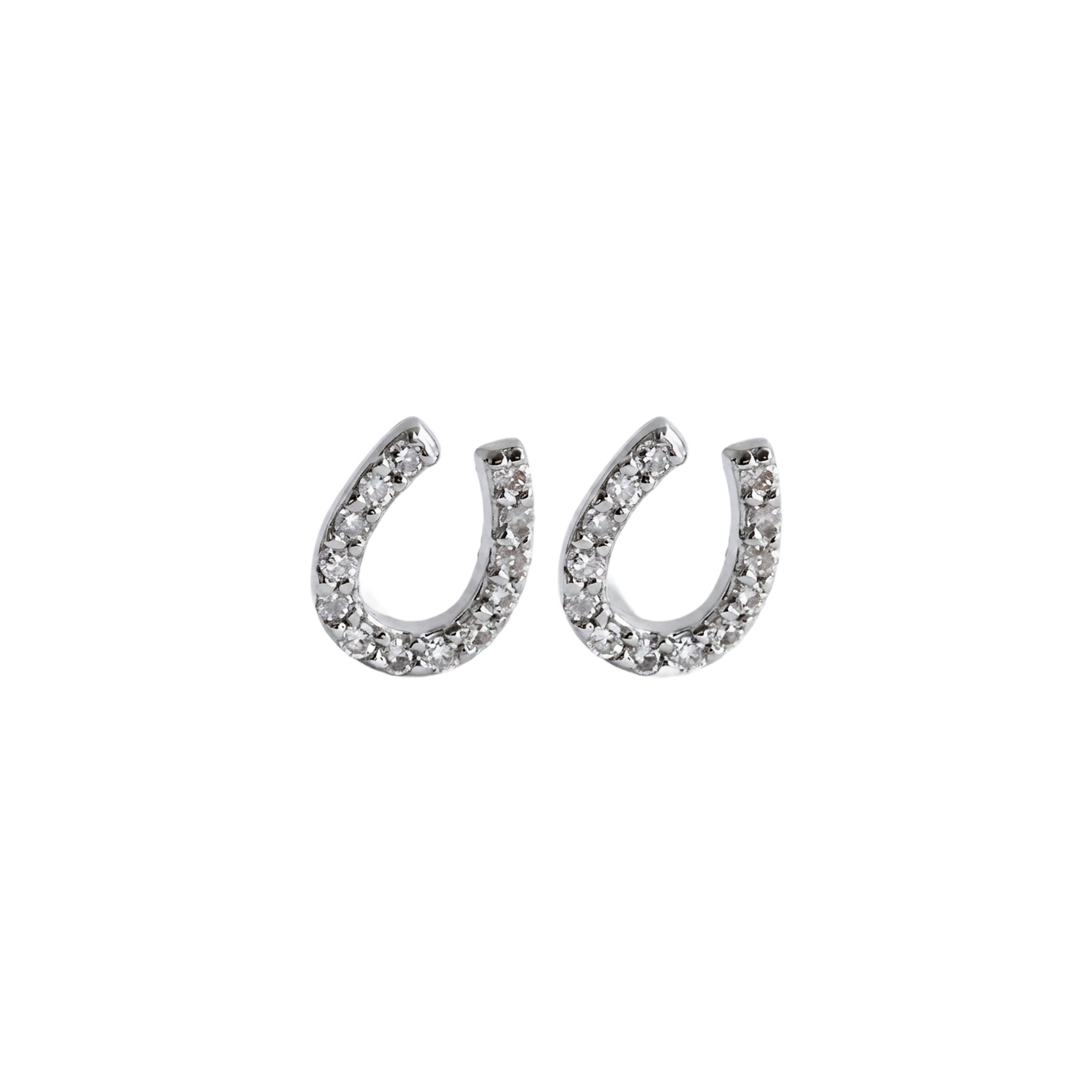 Silver Horseshoe Diamond Studs