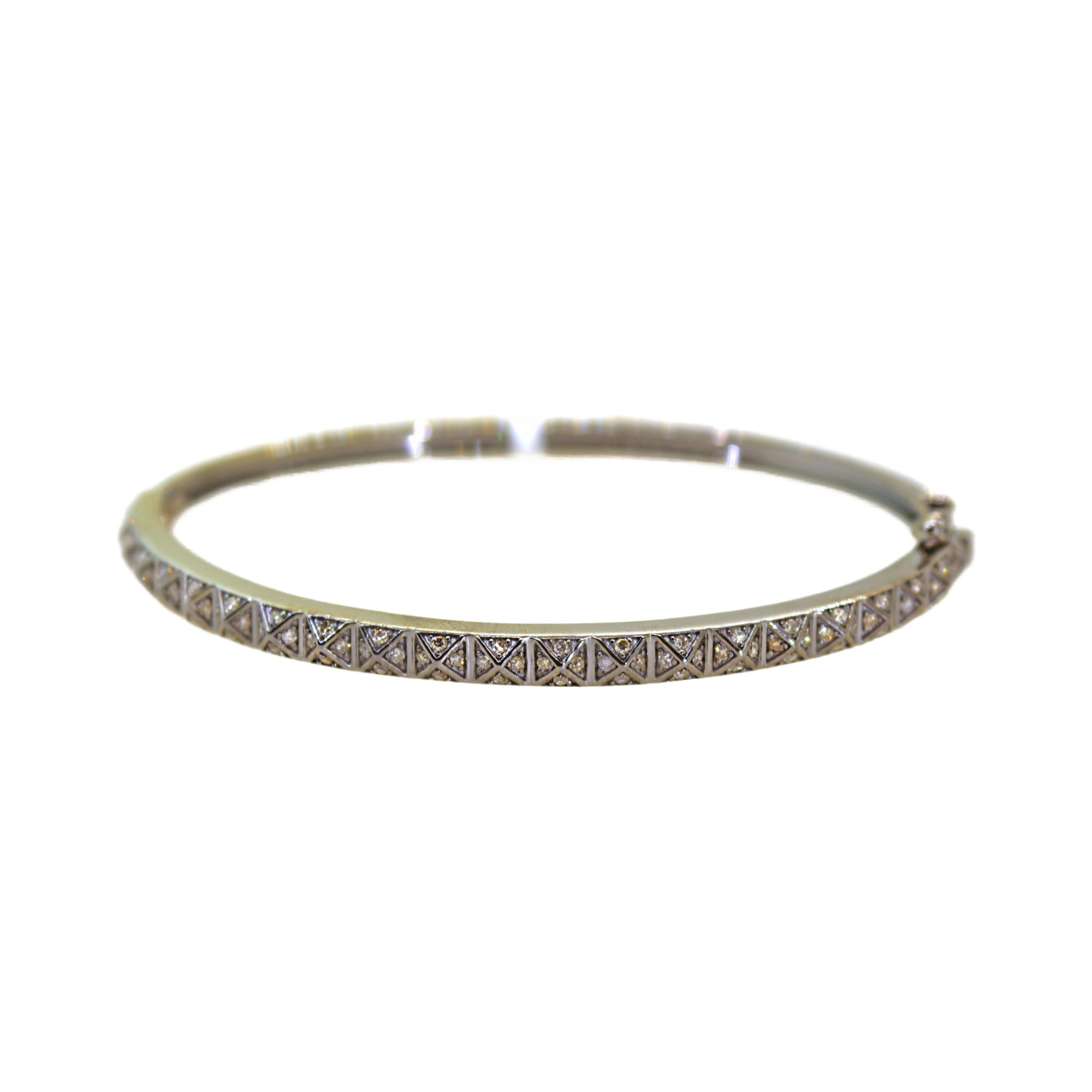 Rhodium Pyramid Diamond Bangle Bracelet