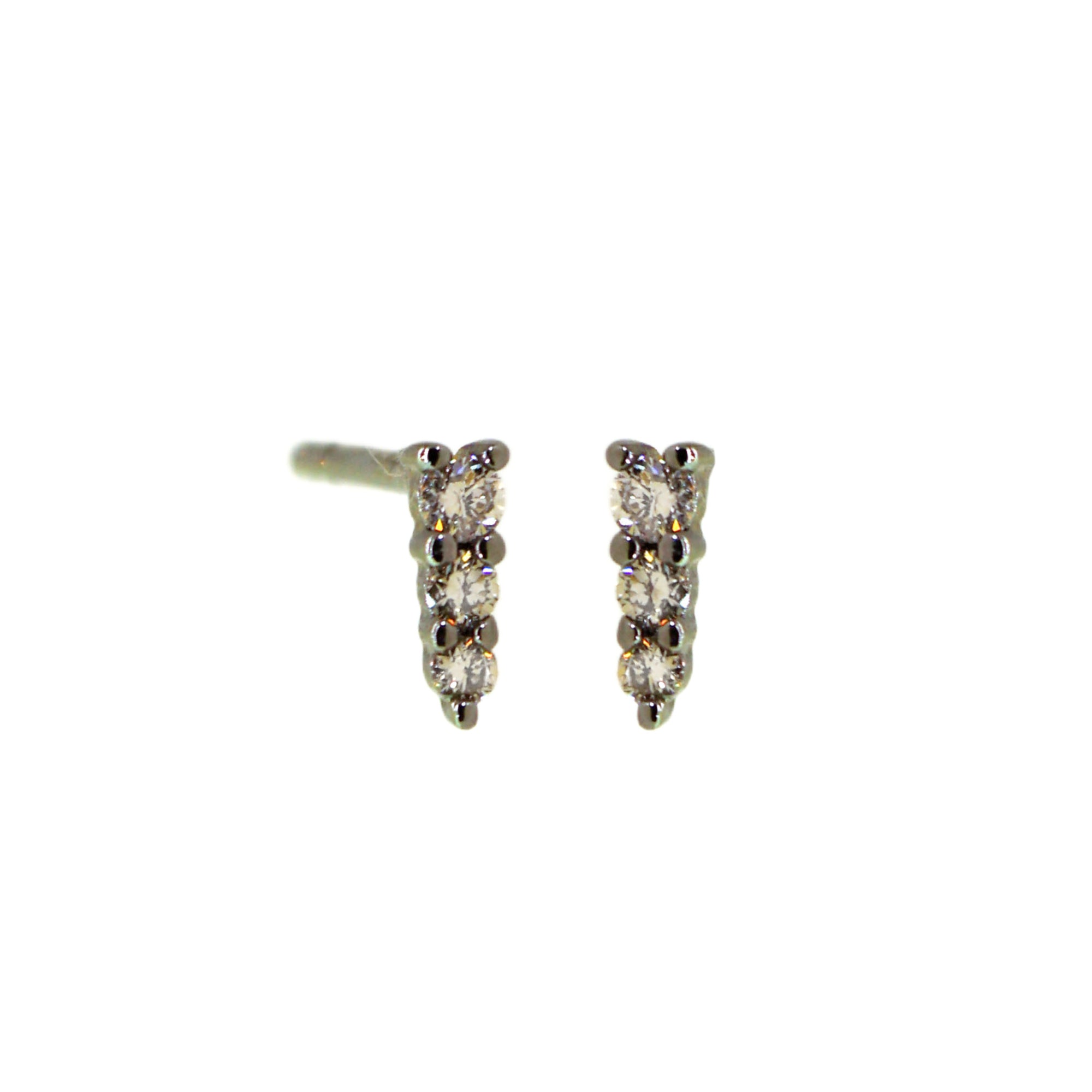 Three Diamond Silver Spike Studs