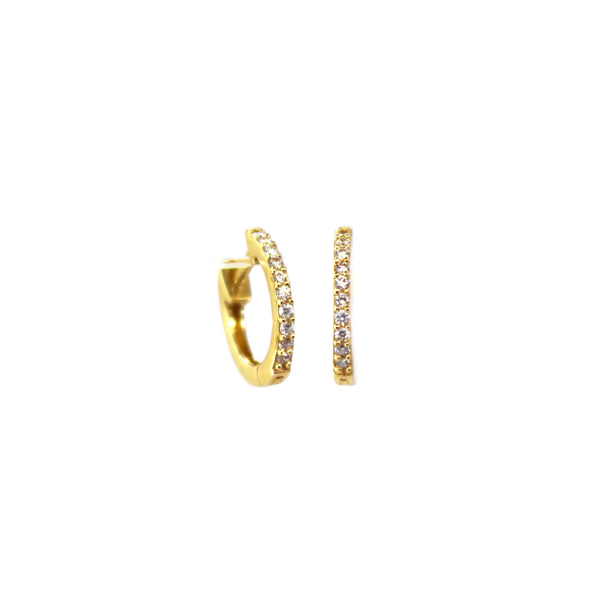 Yellow Gold Mini 10 Diamond Huggies