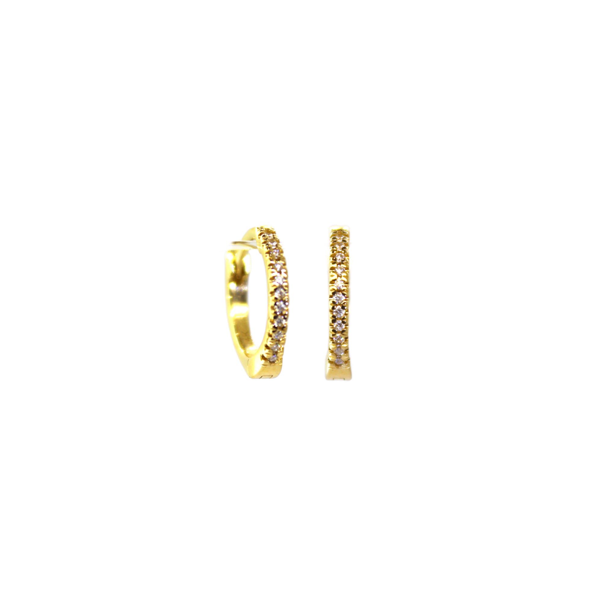 Yellow Gold Small 11 Diamond Huggies