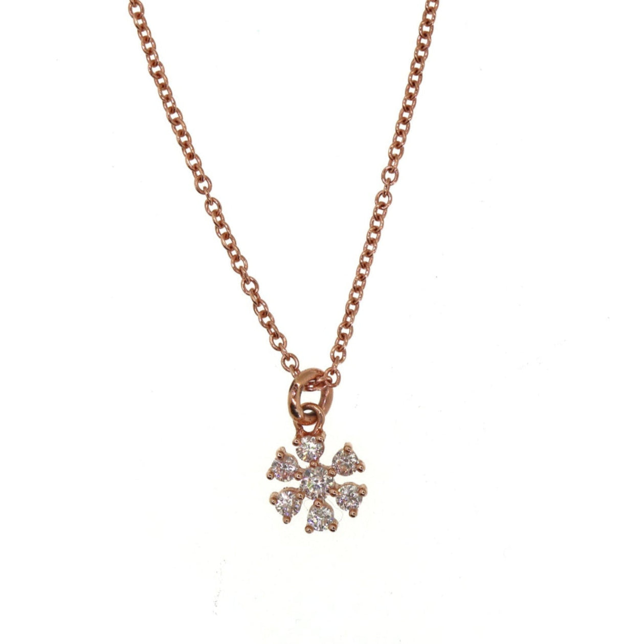 Rose Gold Prong Set Diamond Flower Necklace