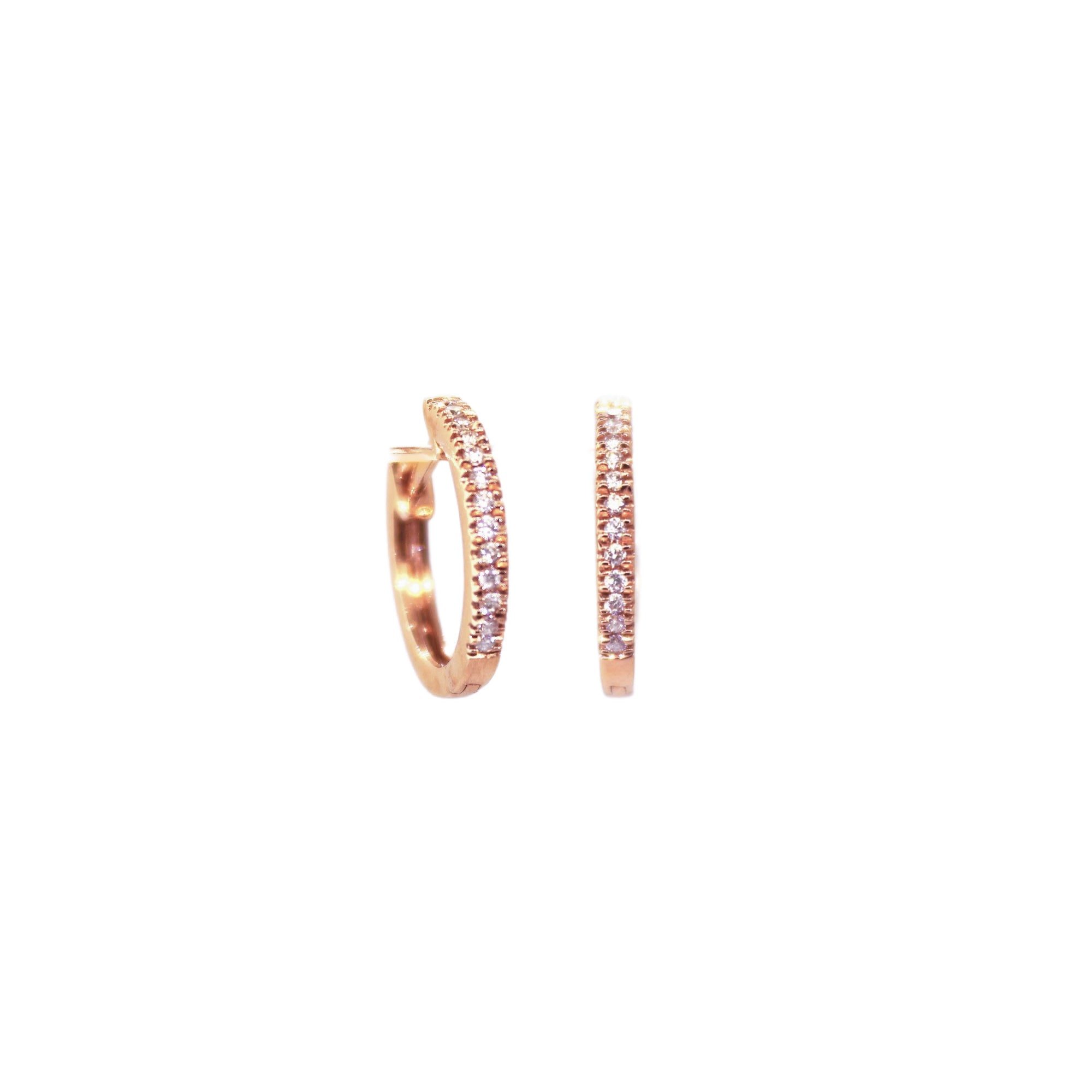 Rose Gold Small 13 Diamond Huggies