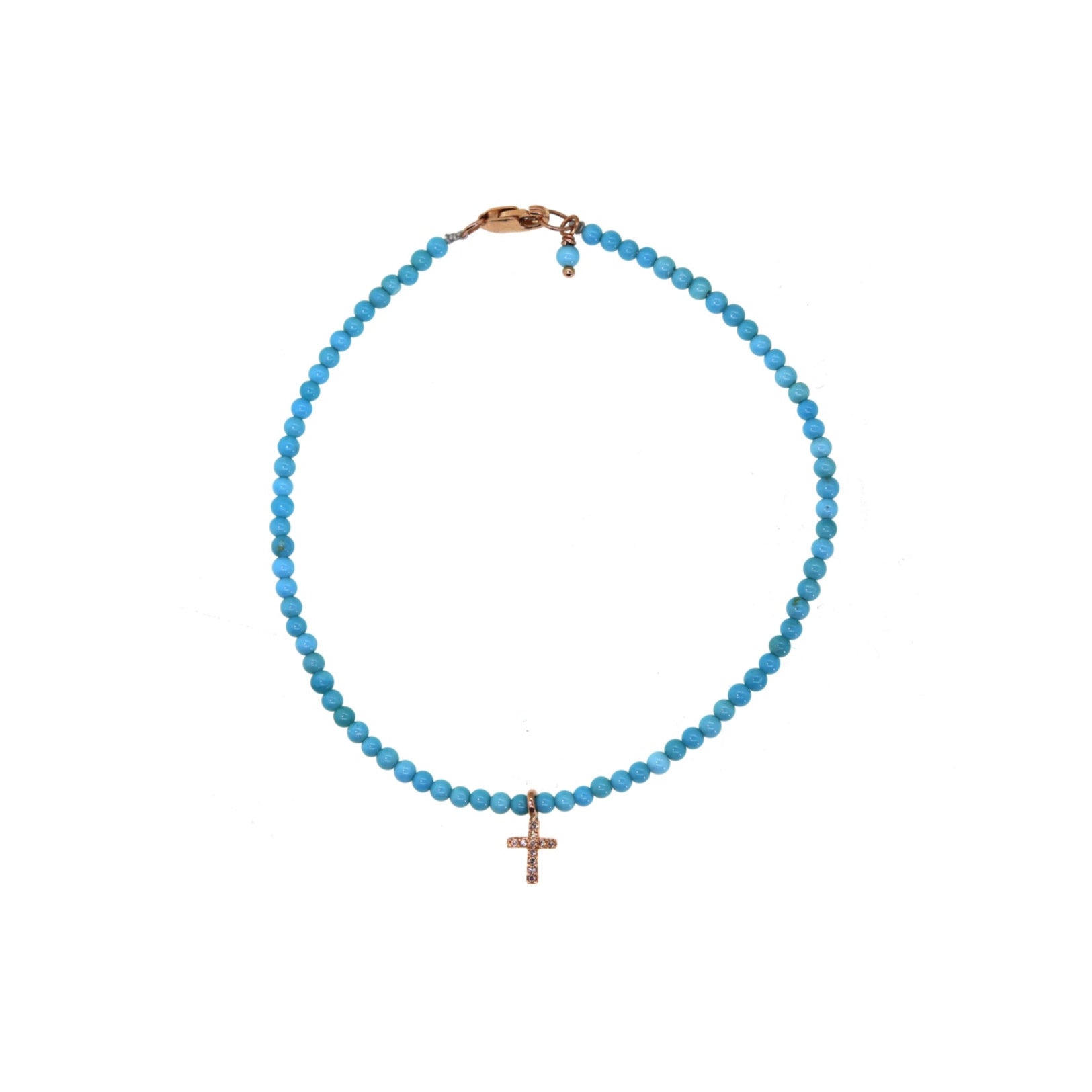 Sleeping Beauty Turquoise & Diamond Cross Bracelet