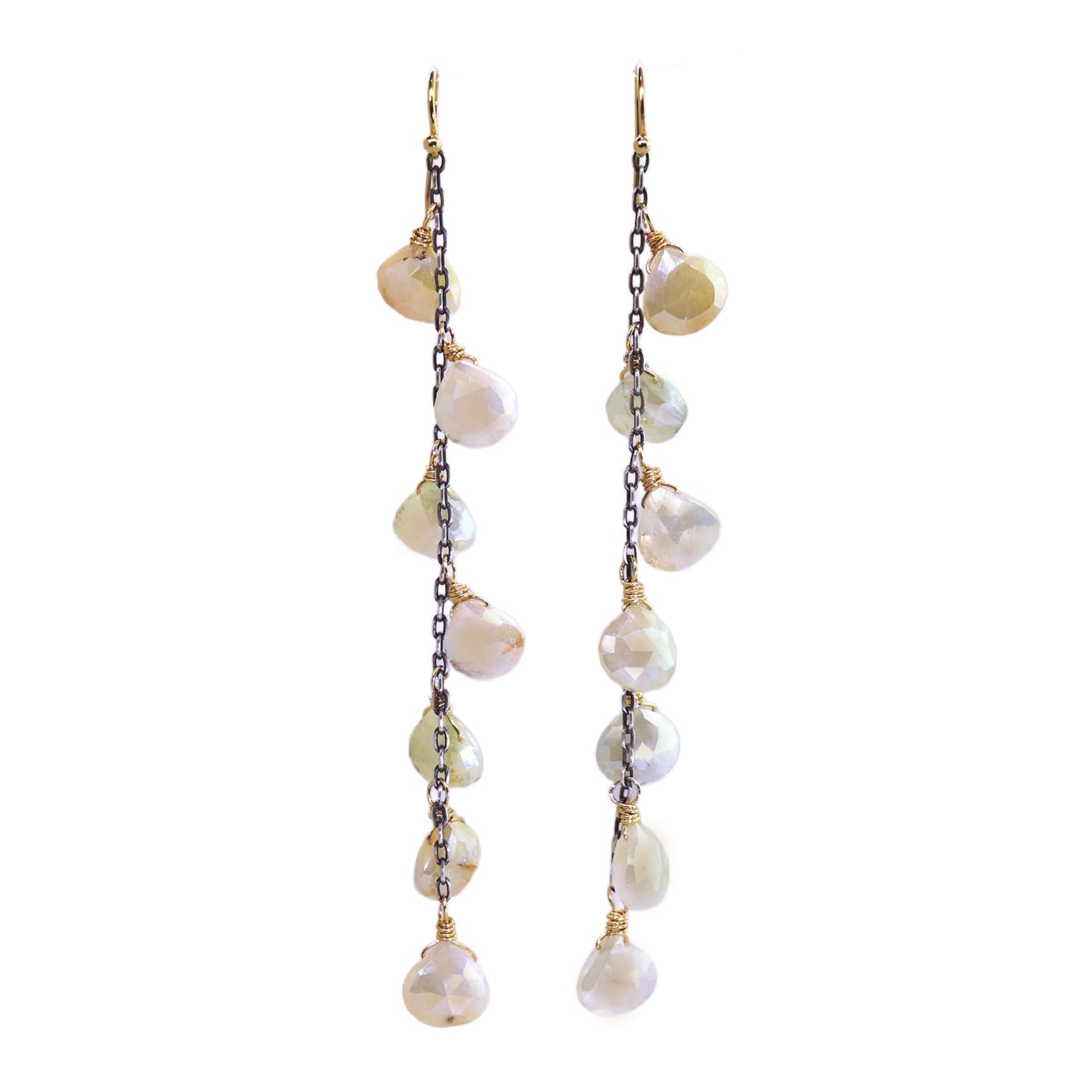Seven Drop White Sapphire Dangle Earrings