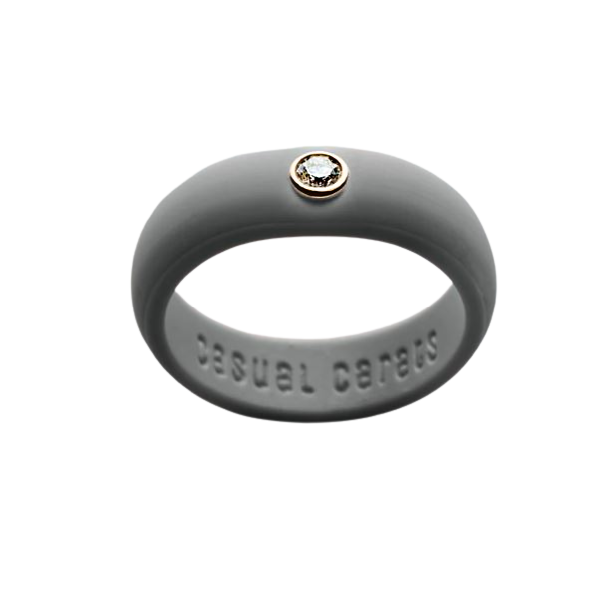 Single Diamond Silicone Band- Grey