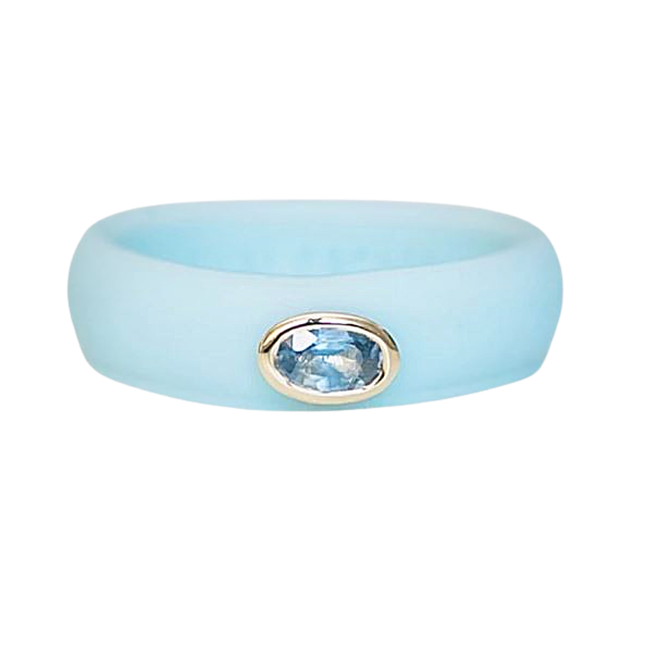Blue Oval Sapphire Silicone Ring- Powder Blue