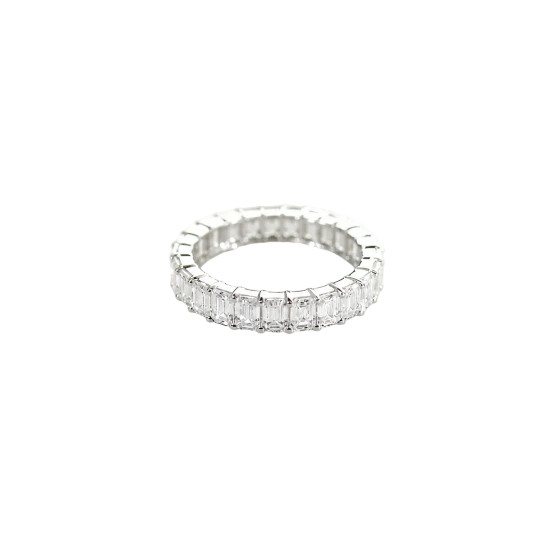 White Gold North South Emerald Cut Eternity Band