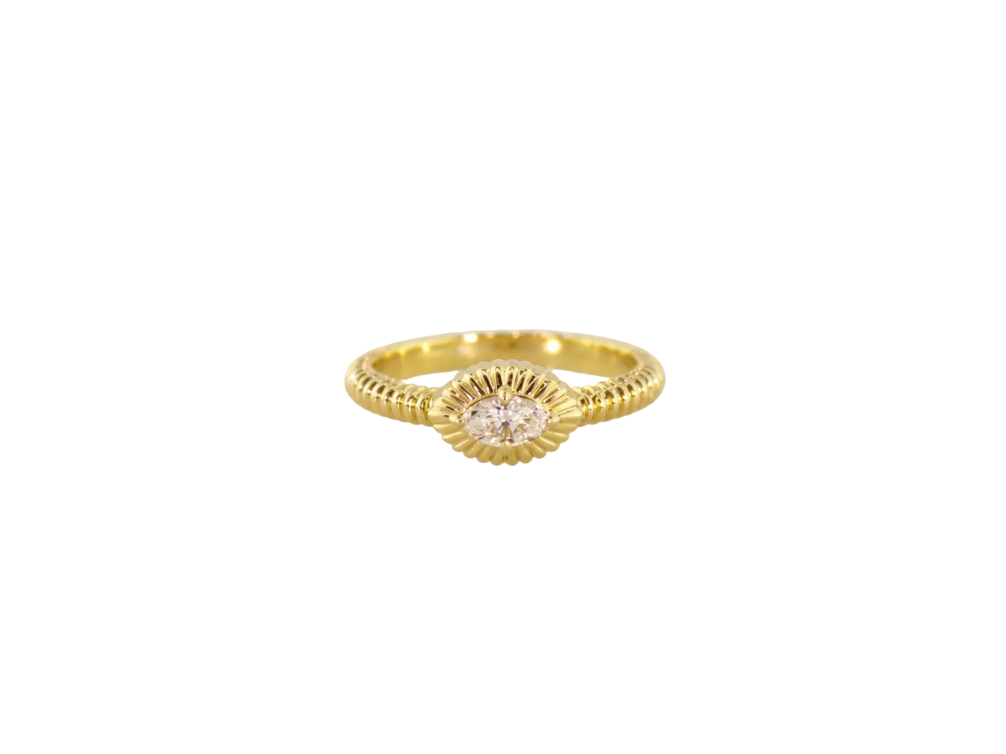 Gold textured oval diamond ring