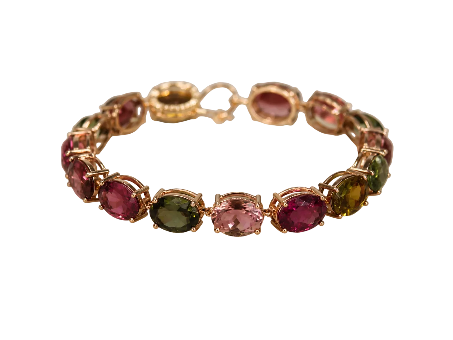 Multicolored sapphire rose gold bracelet