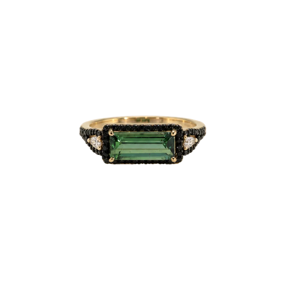 Green Tourmaline Yellow Gold Ring