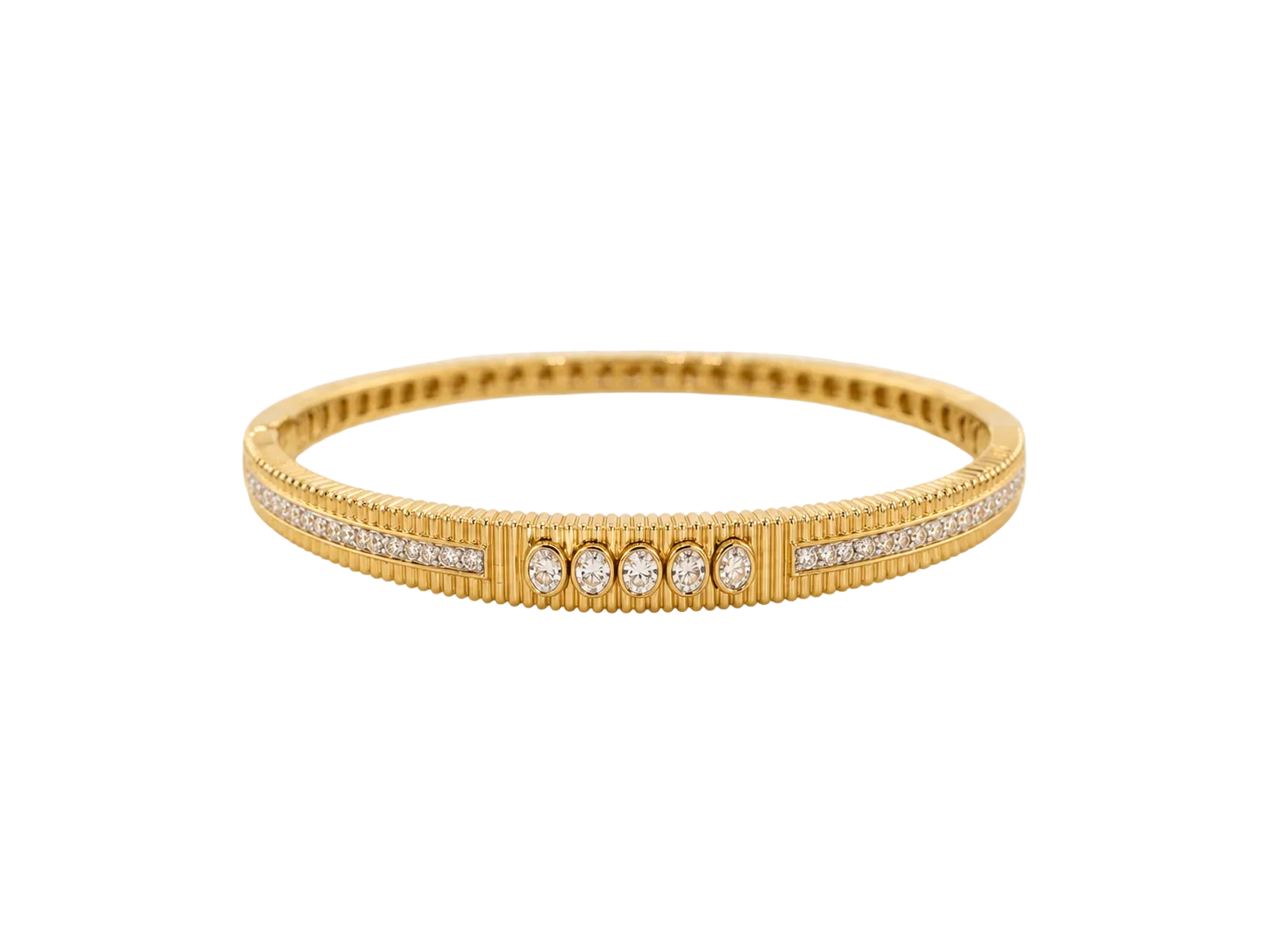Textured Gold diamond bangle