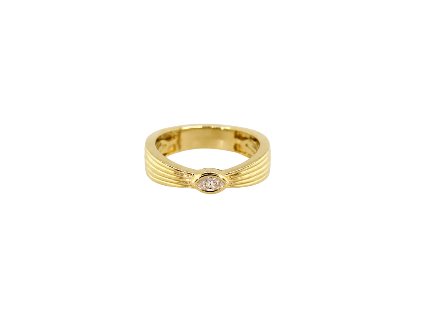 Gold reverse tapered textured diamond ring