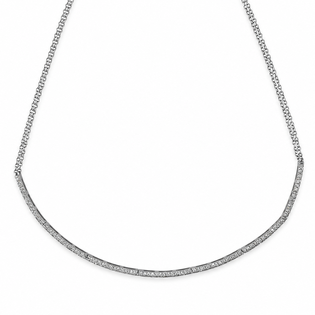 Black Rhodium Plated Silver Half Diamond Tennis Necklace