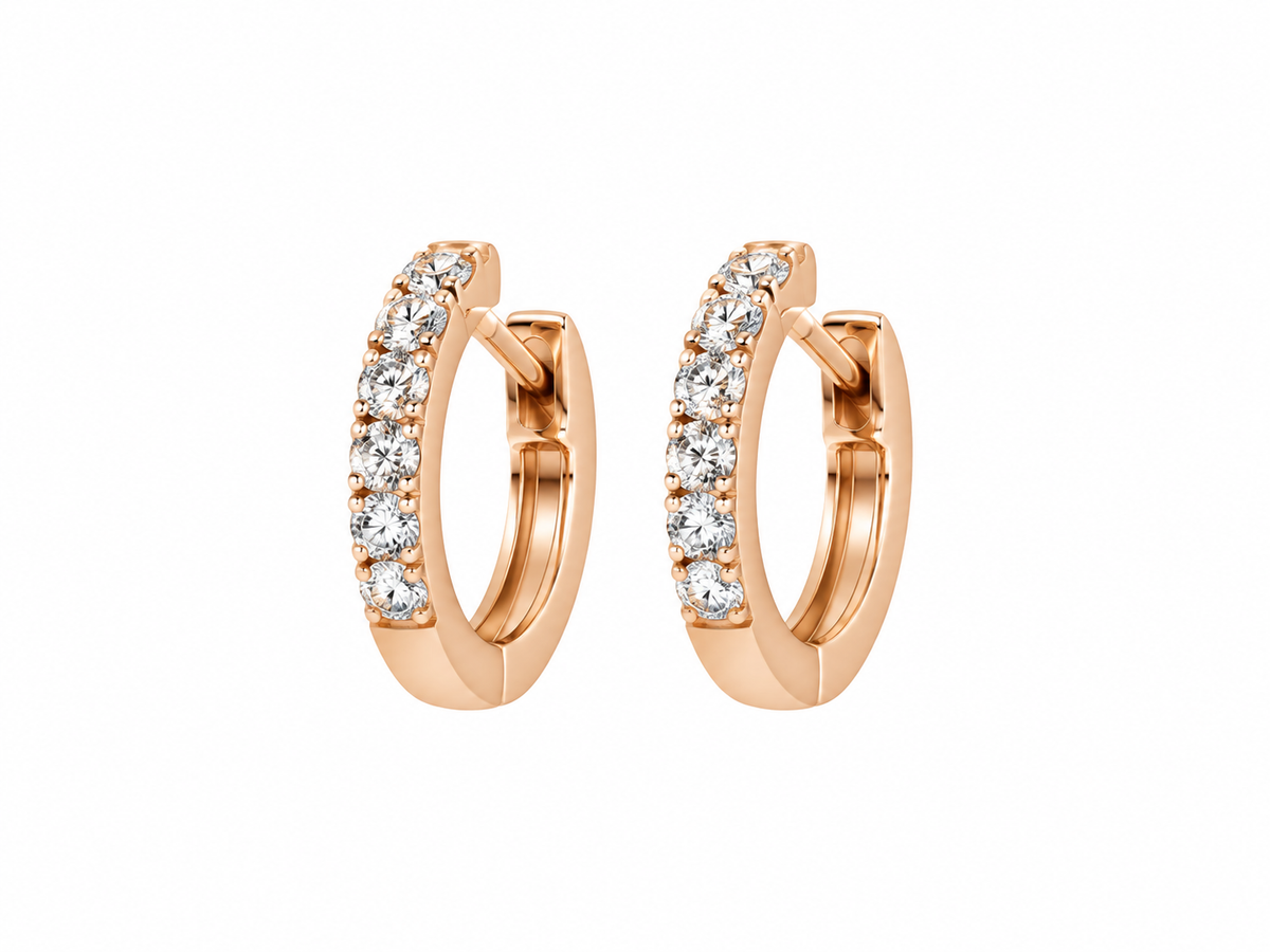 Rose Gold Mini 6 Diamond Huggies