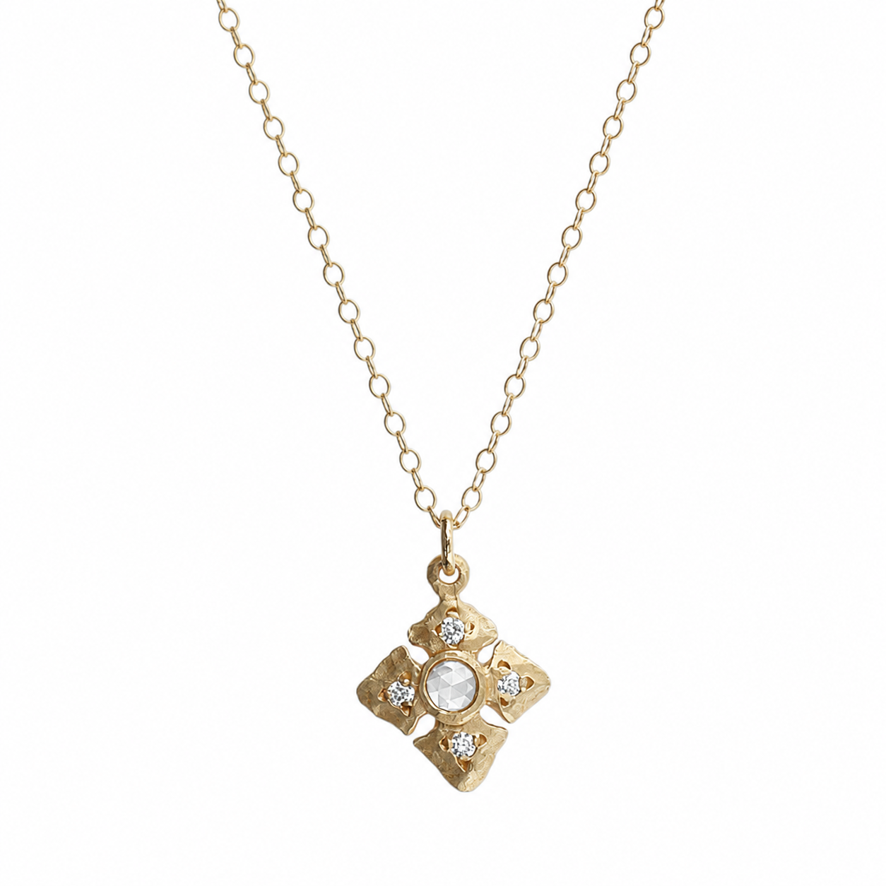 Hammered Cross Necklace