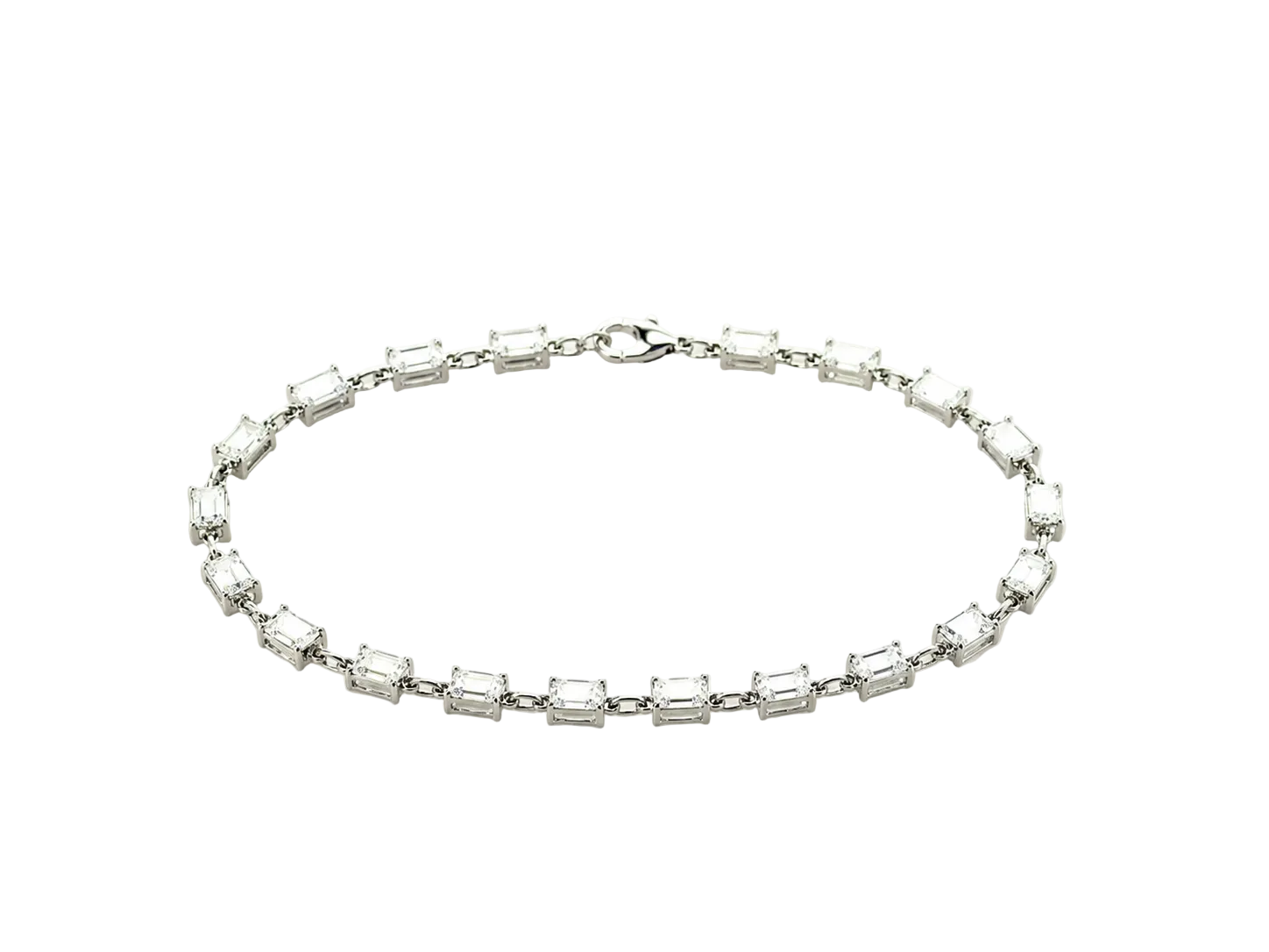 White Gold Emerald Cut Diamond Bracelet