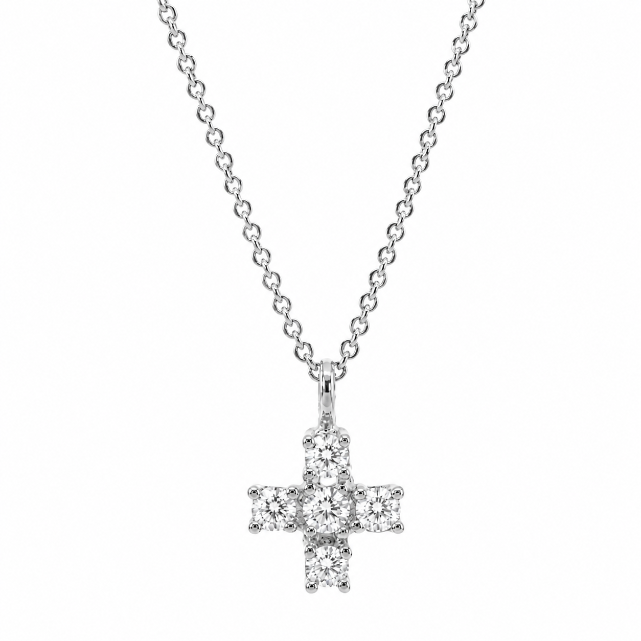 White Gold Classic Diamond Cross Necklace
