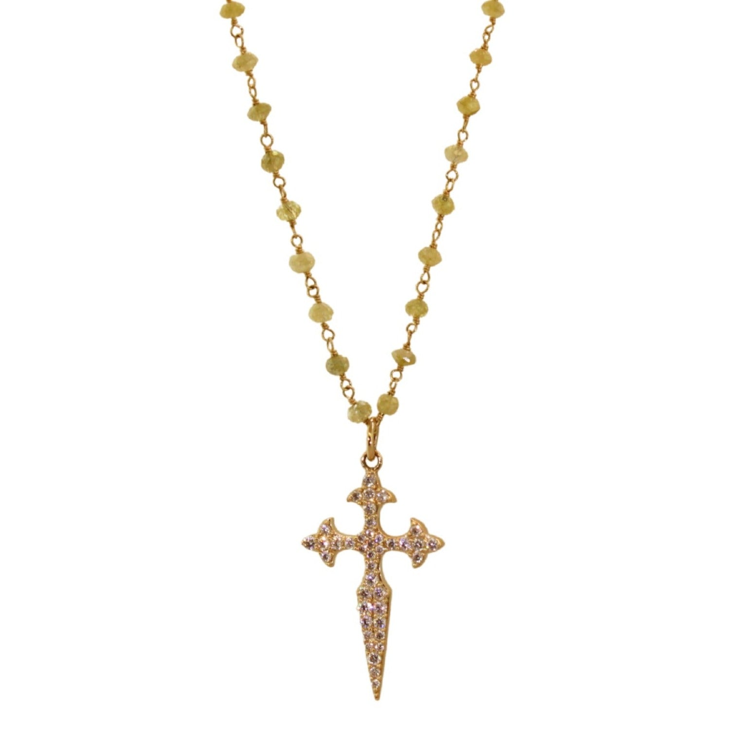 Yellow Diamond & Pave Byzantine Cross
