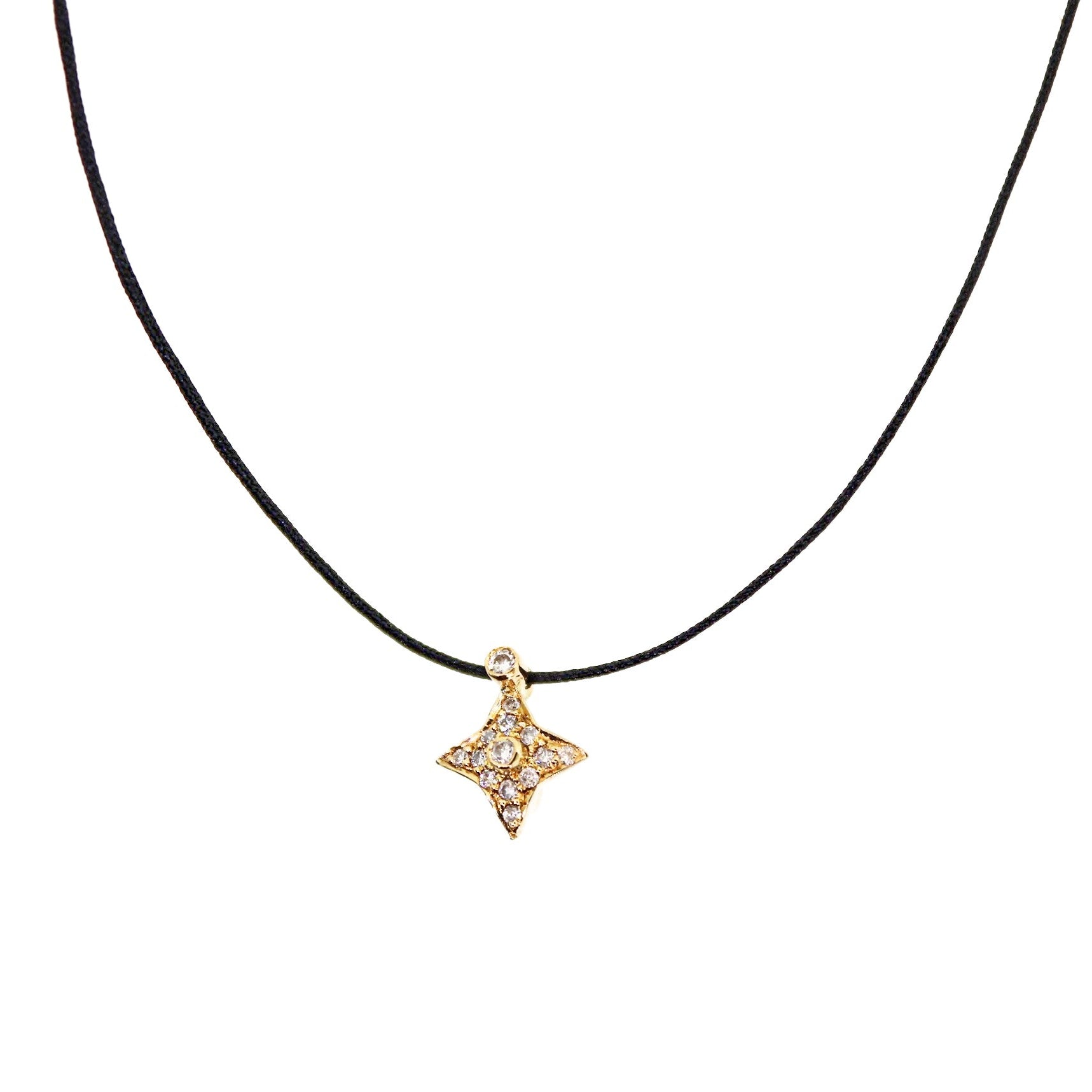 Pave Diamond Star & Cording Necklace