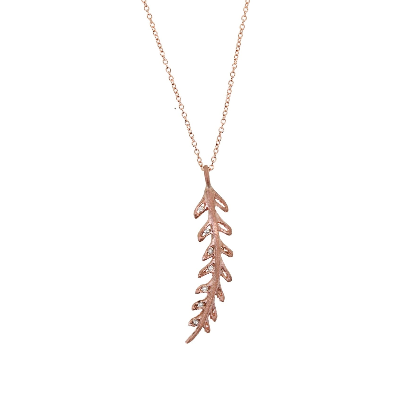 Rose Gold Feather Diamond Necklace