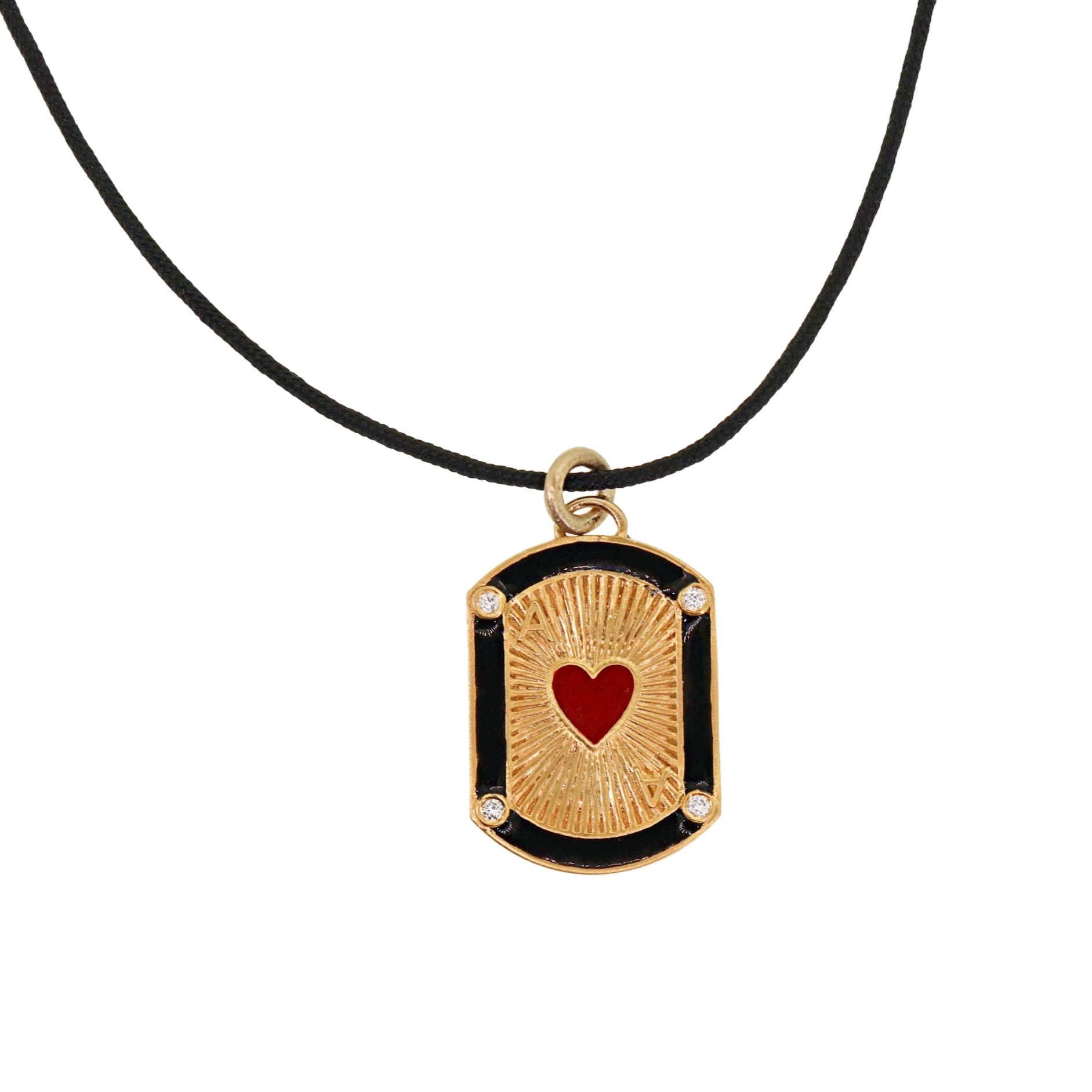 Enamel Heart Rectangular Pendant Necklace