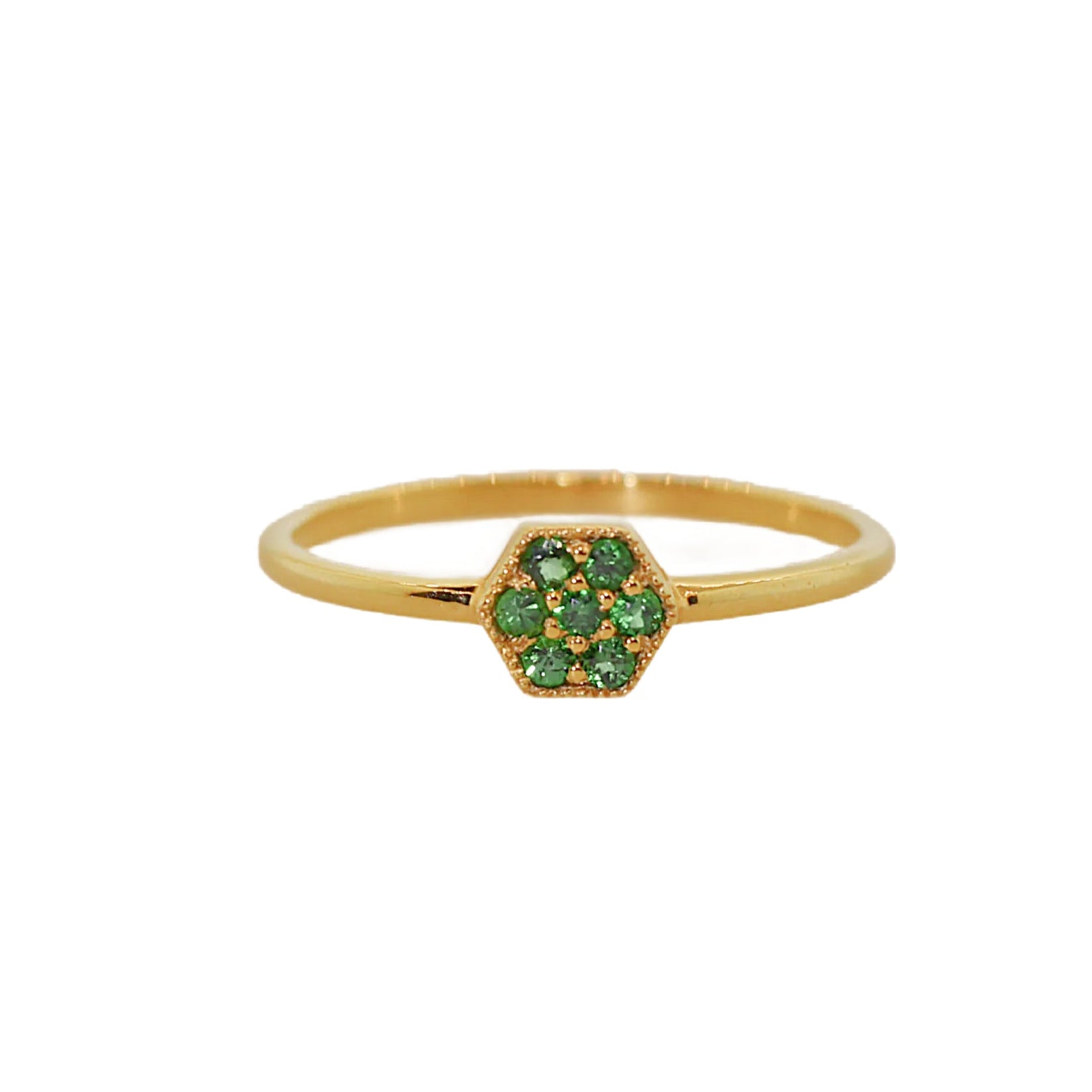 Yellow Gold Green Garnet Ring