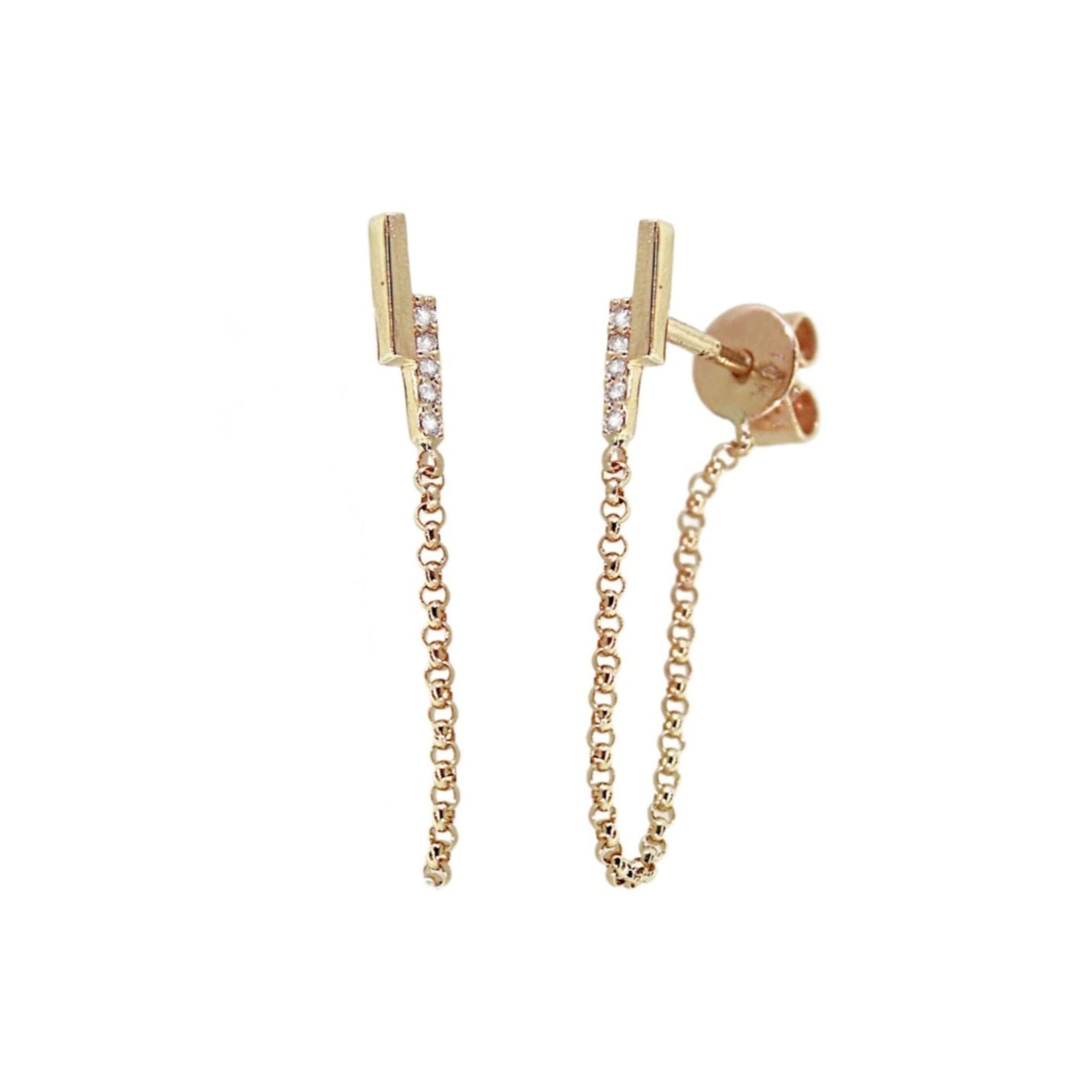 Double Bar & Diamond Chain Earrings