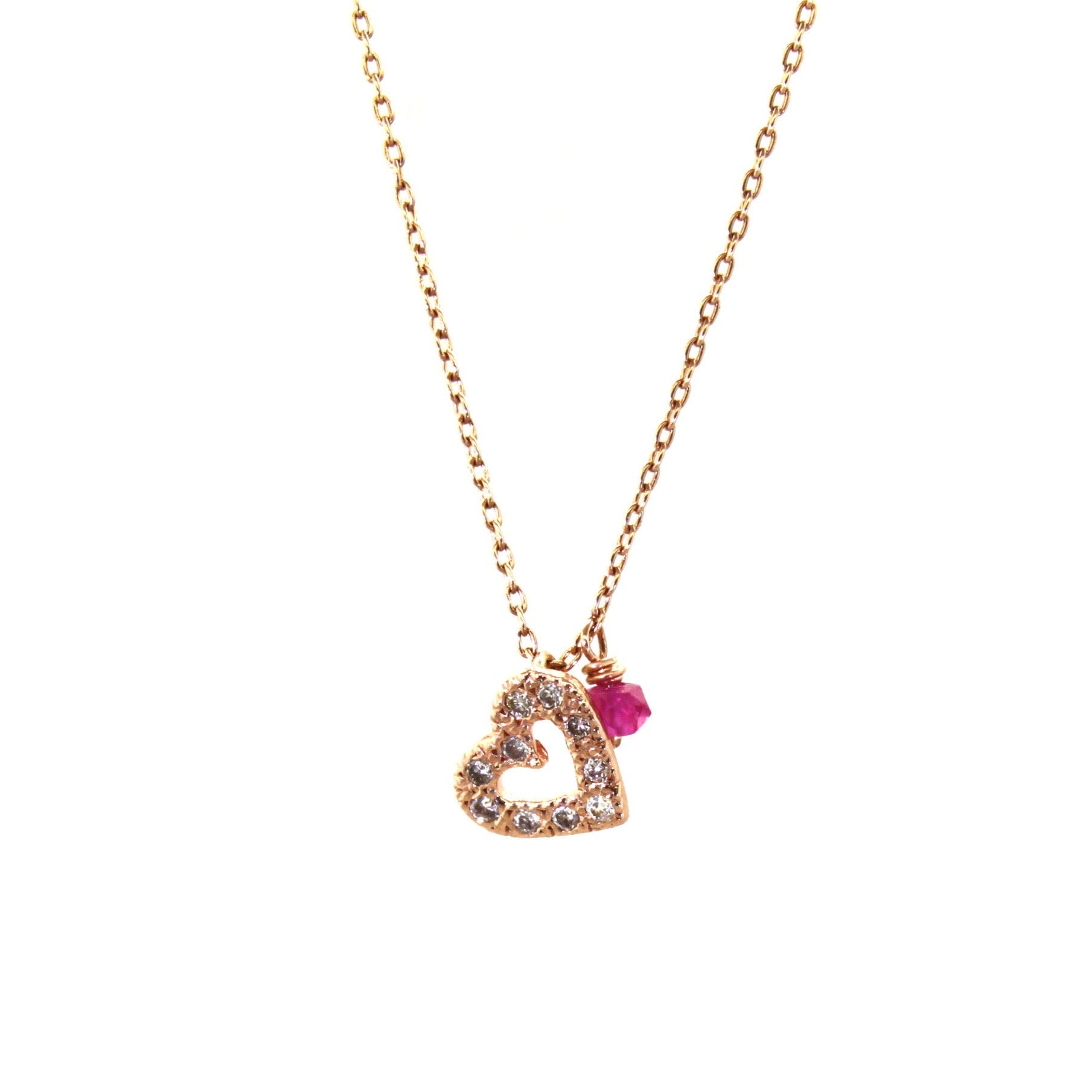 Mini Pave Diamond Open Heart Necklace