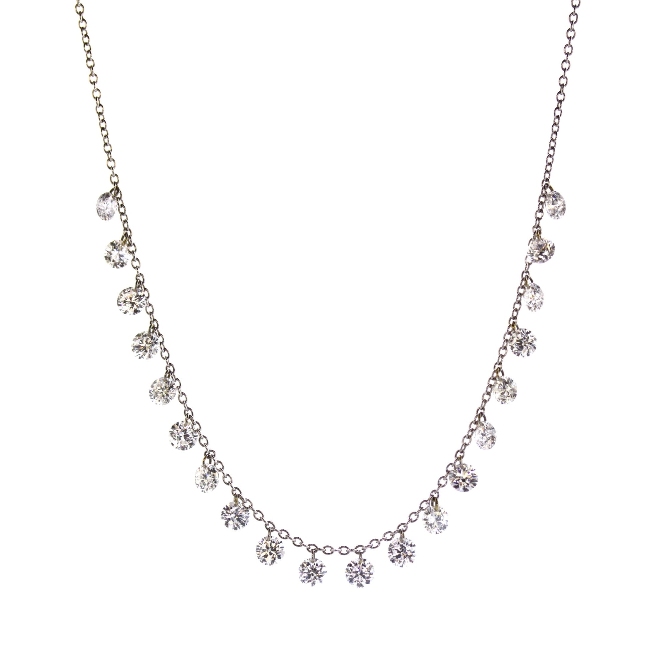 Drilled 20 Diamond Fringe Necklace