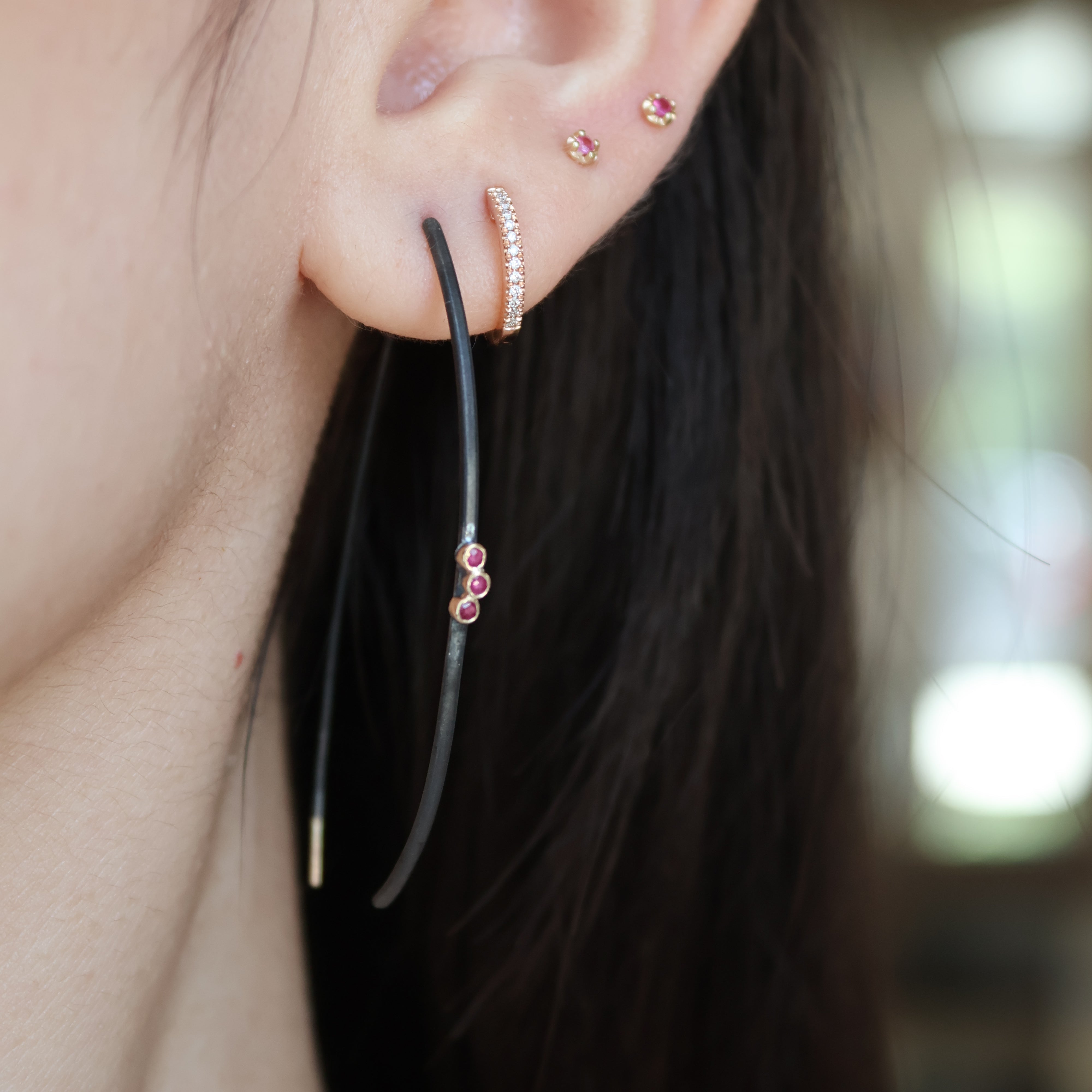Ruby Oval Upside Down Hoops