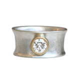 White Gold Cigar Band Engagement Ring