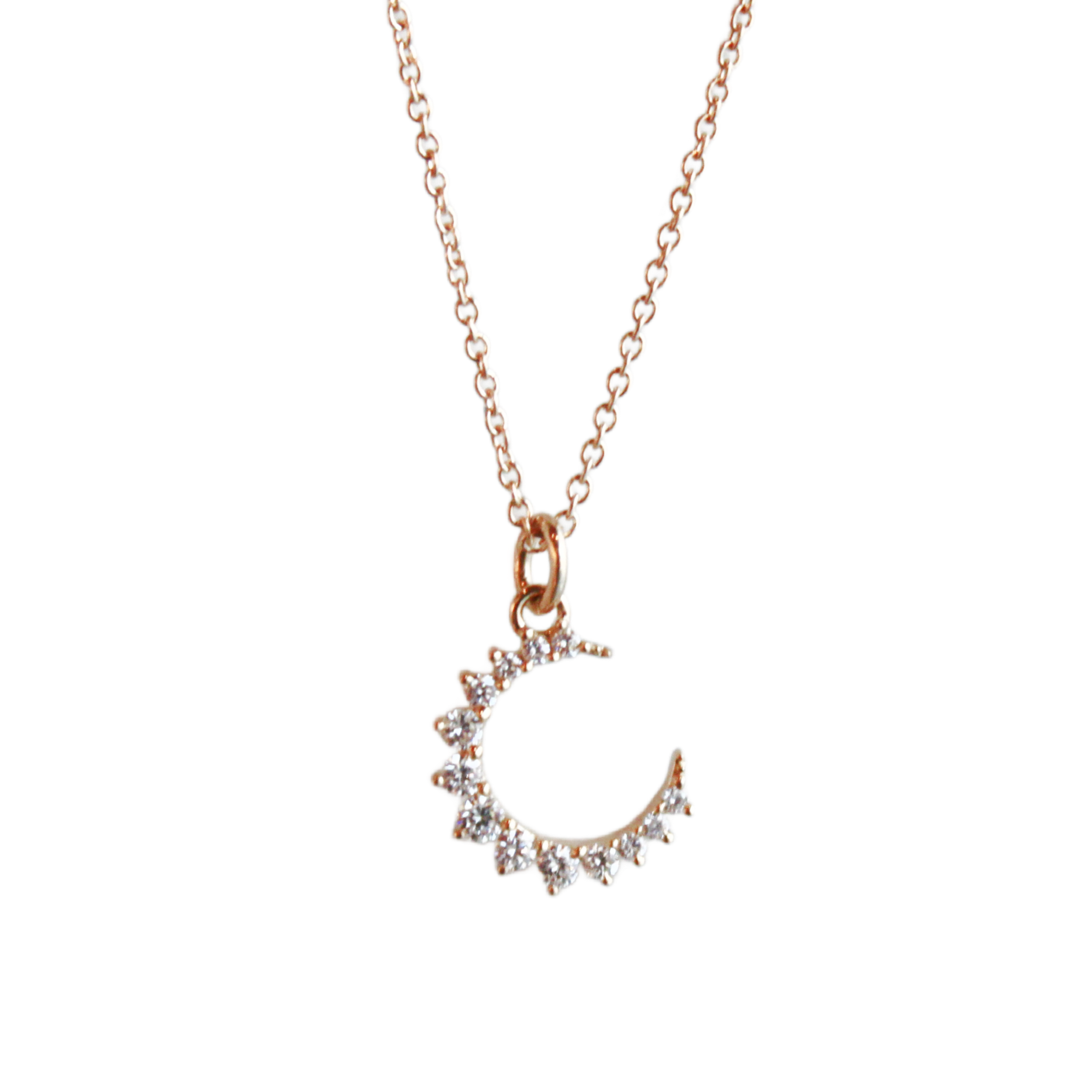 Diamond Moon Prong Necklace