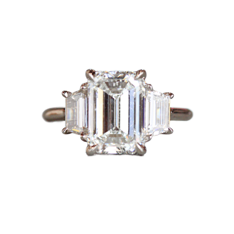 Trio Baguette Diamond Engagement Ring