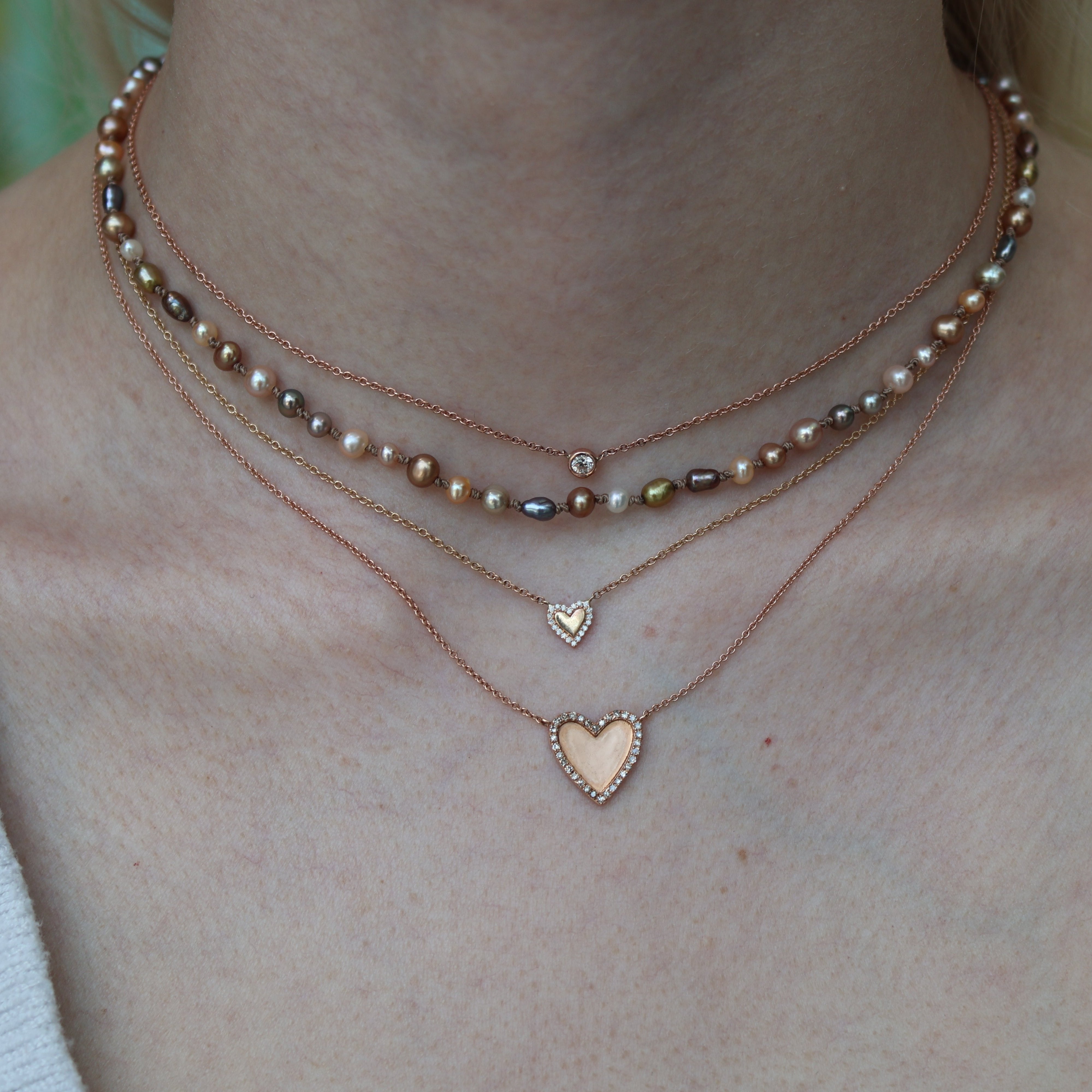 Rose Gold Heart & Diamond Necklace