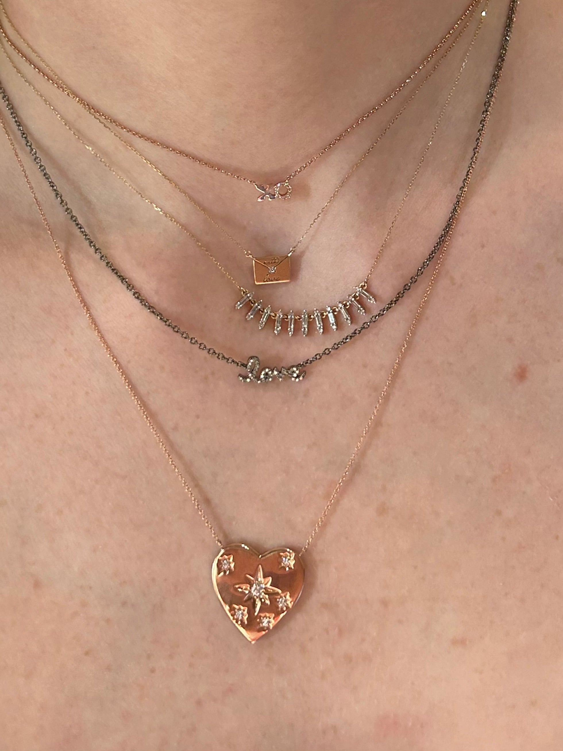 Rose Gold Large Diamond Heart Necklace