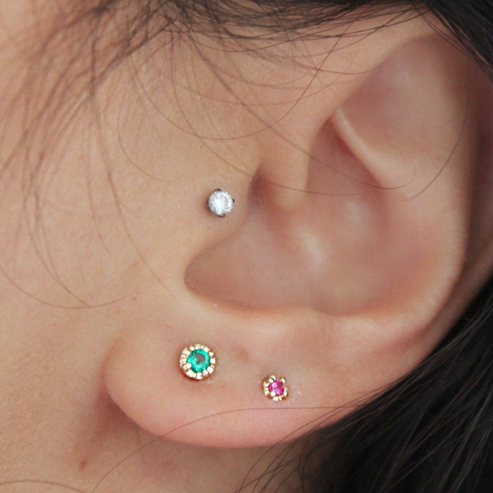 Tiny Ruby Prong Studs