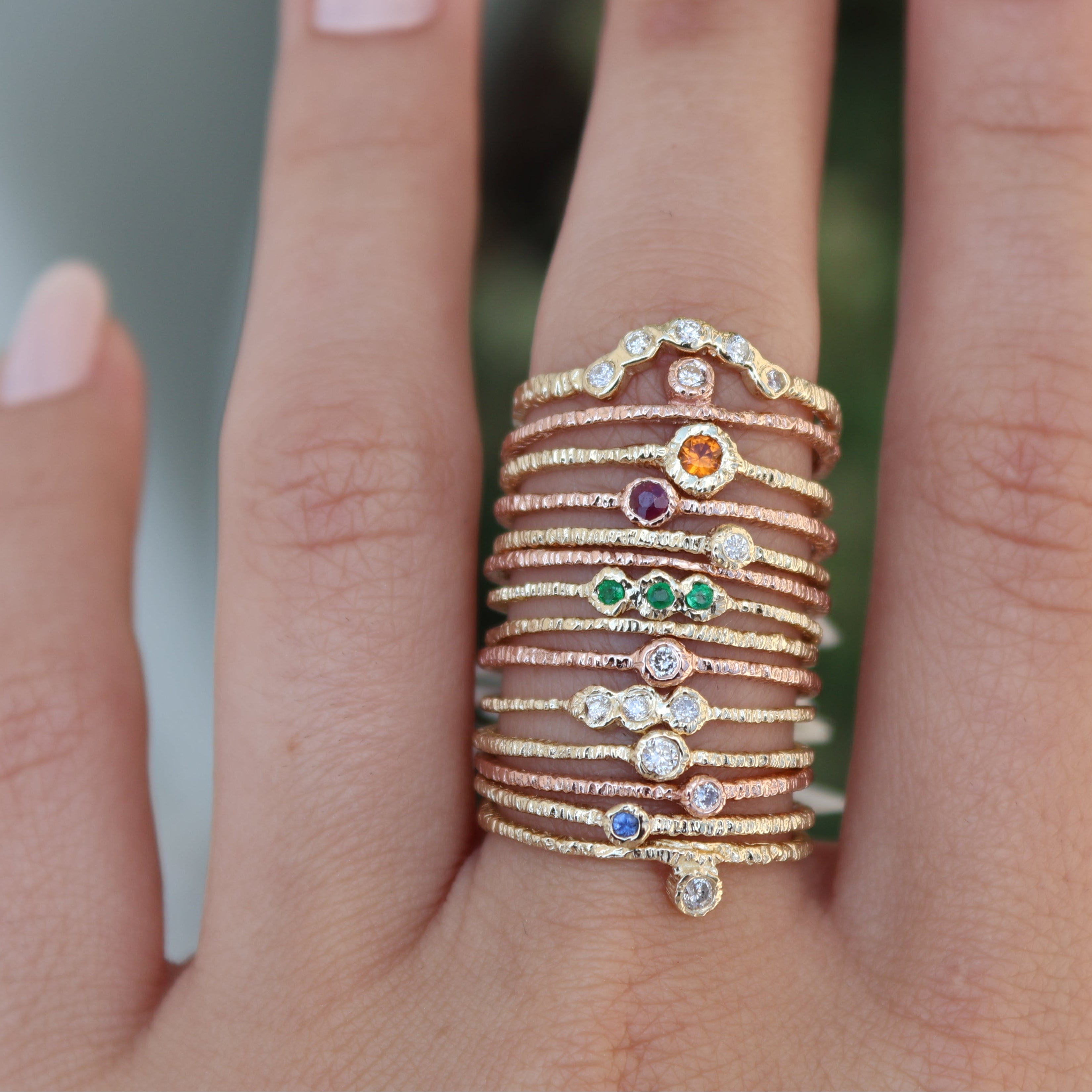 Ruby Gold Etched Band
