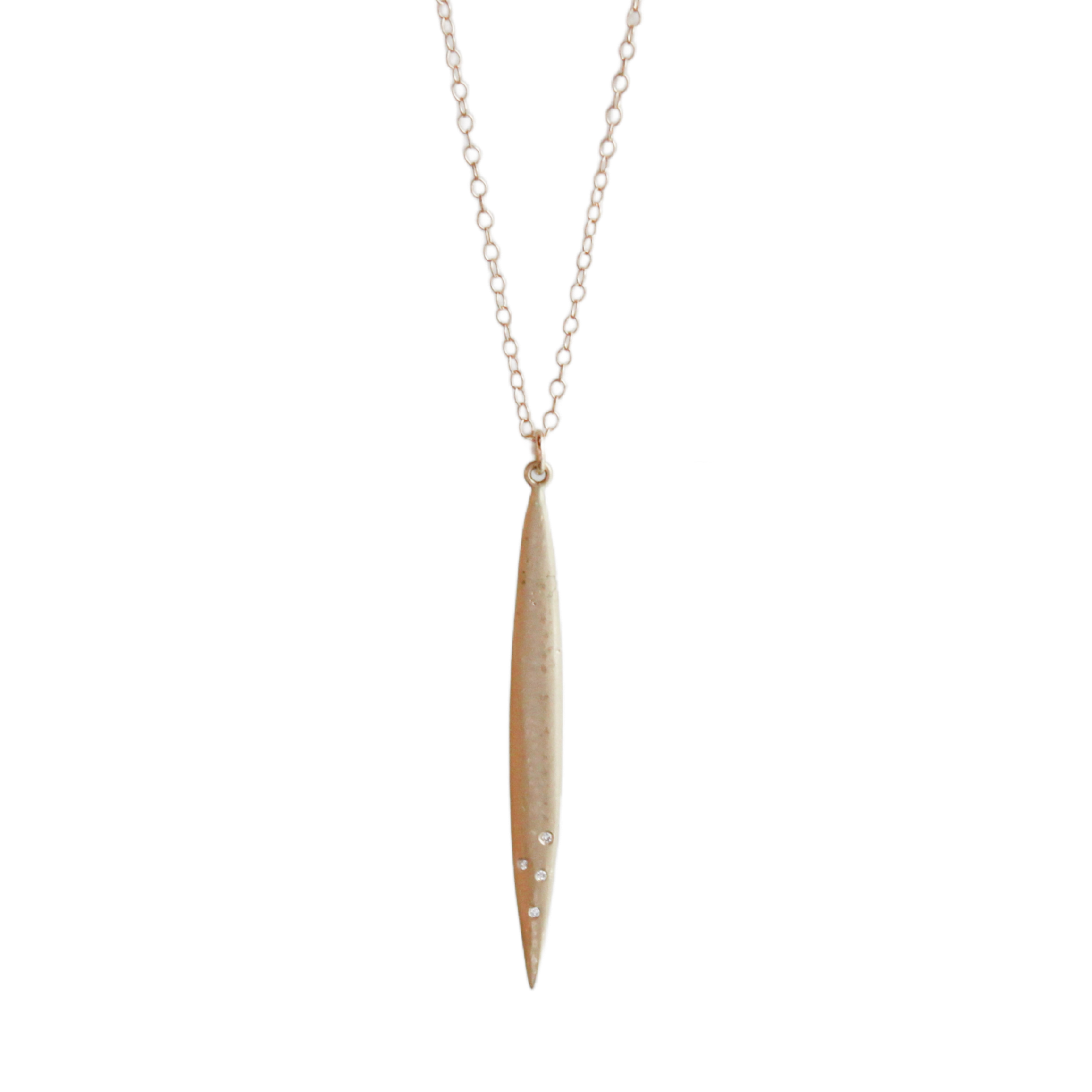 Gold blade and diamond necklace