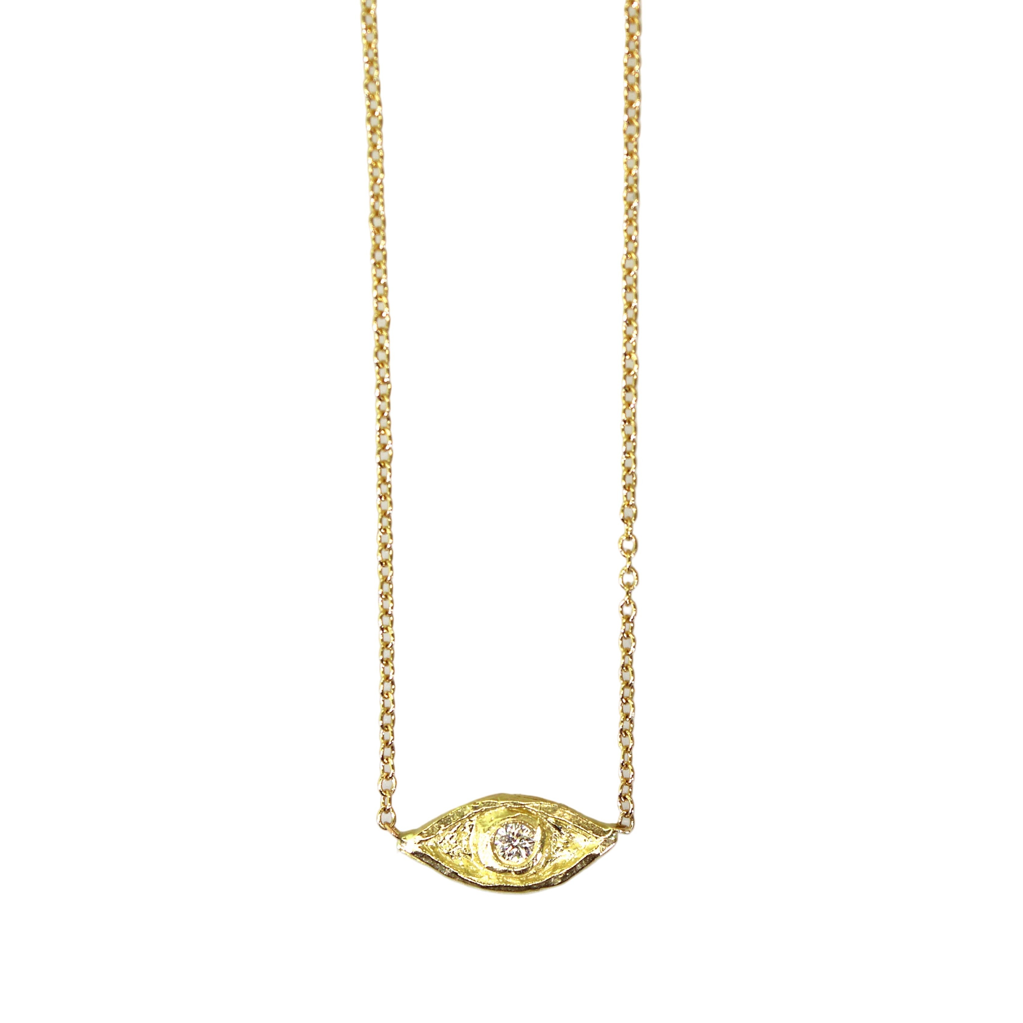Yellow Gold & Diamond Evil Eye Necklace