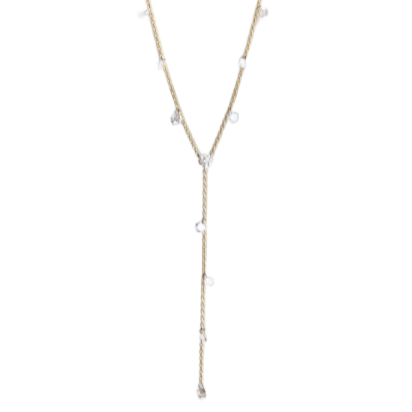 Gold & Drilled Diamond Lariat Necklace