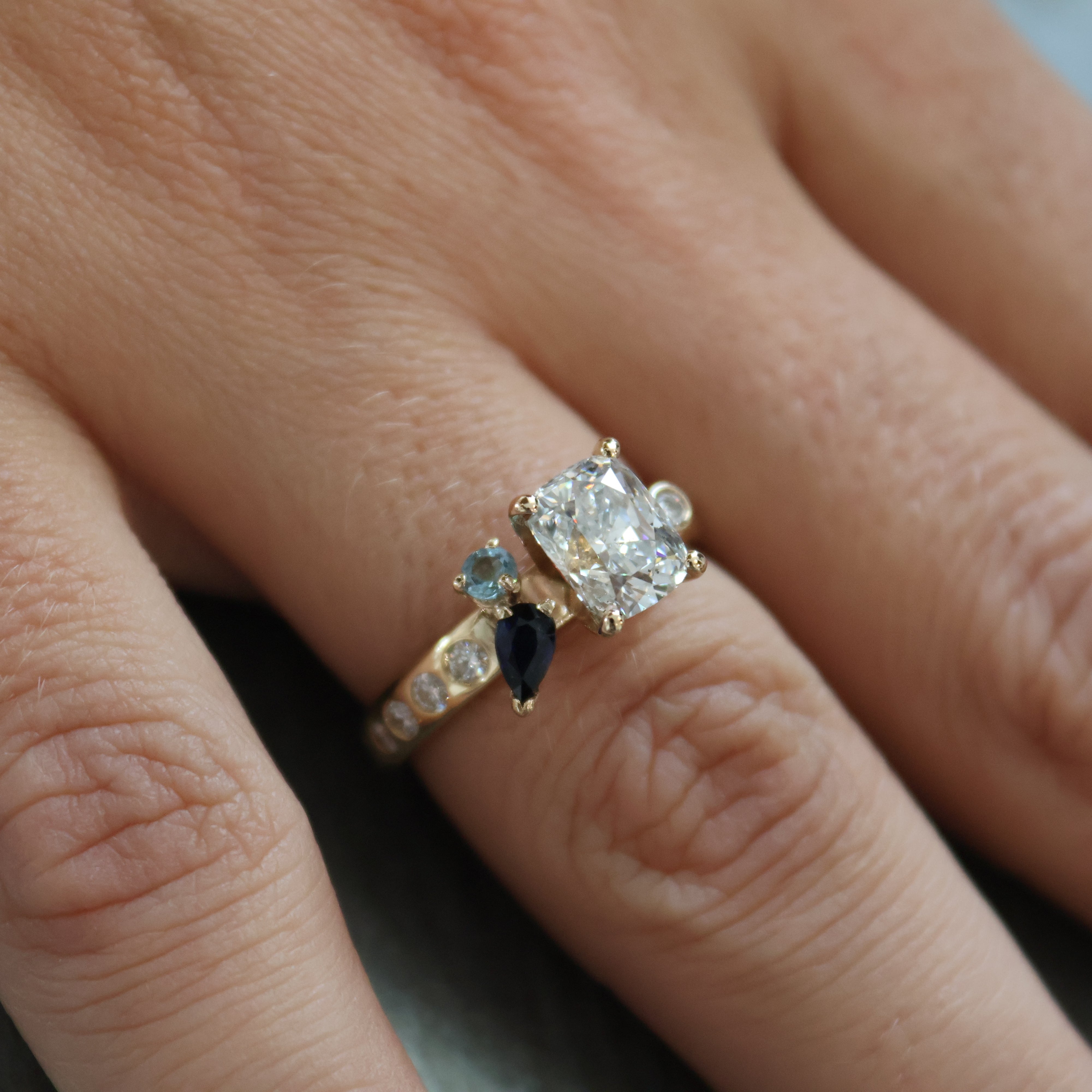 Diamond & Gemstone Prong Set Engagement Ring