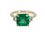 Princess Cut Emerald and Baguette Diamonds Engagement Ring