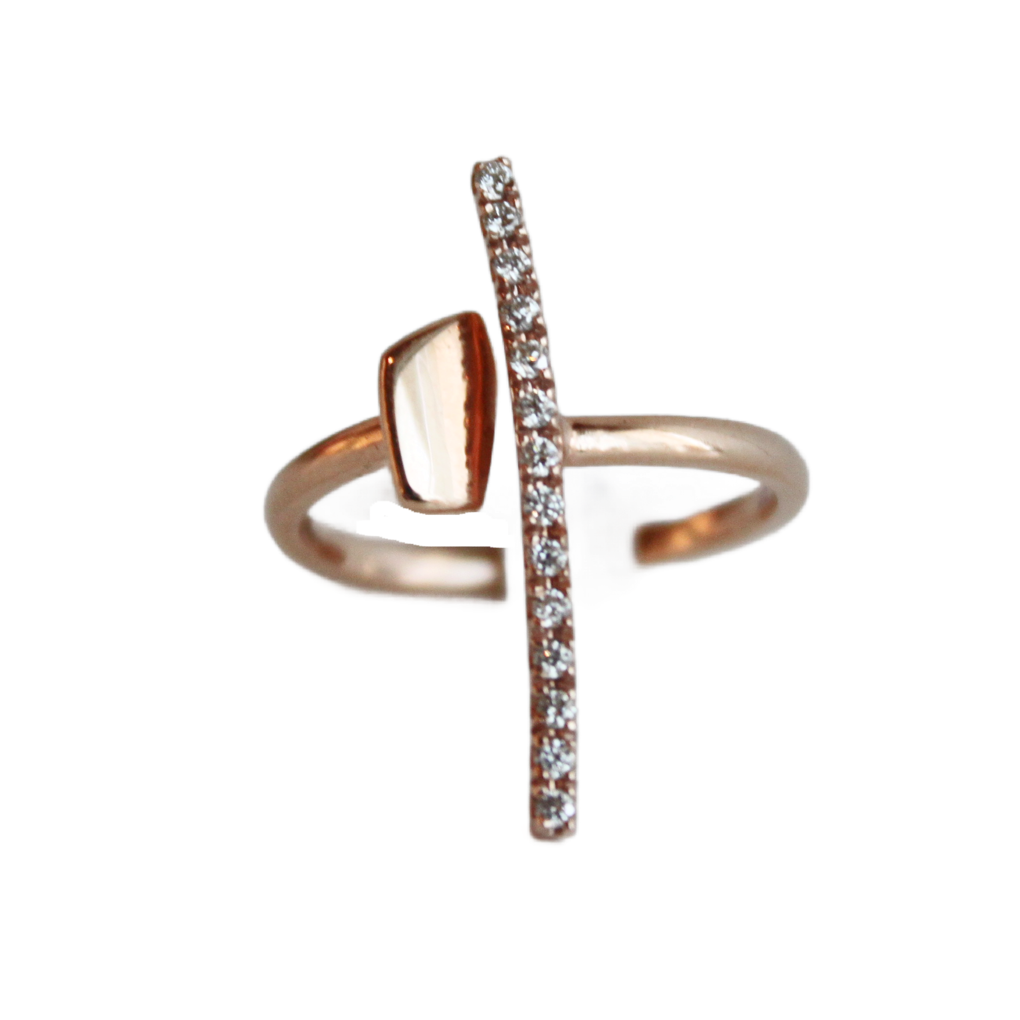 Rose Gold and Diamond Bar Open Ring