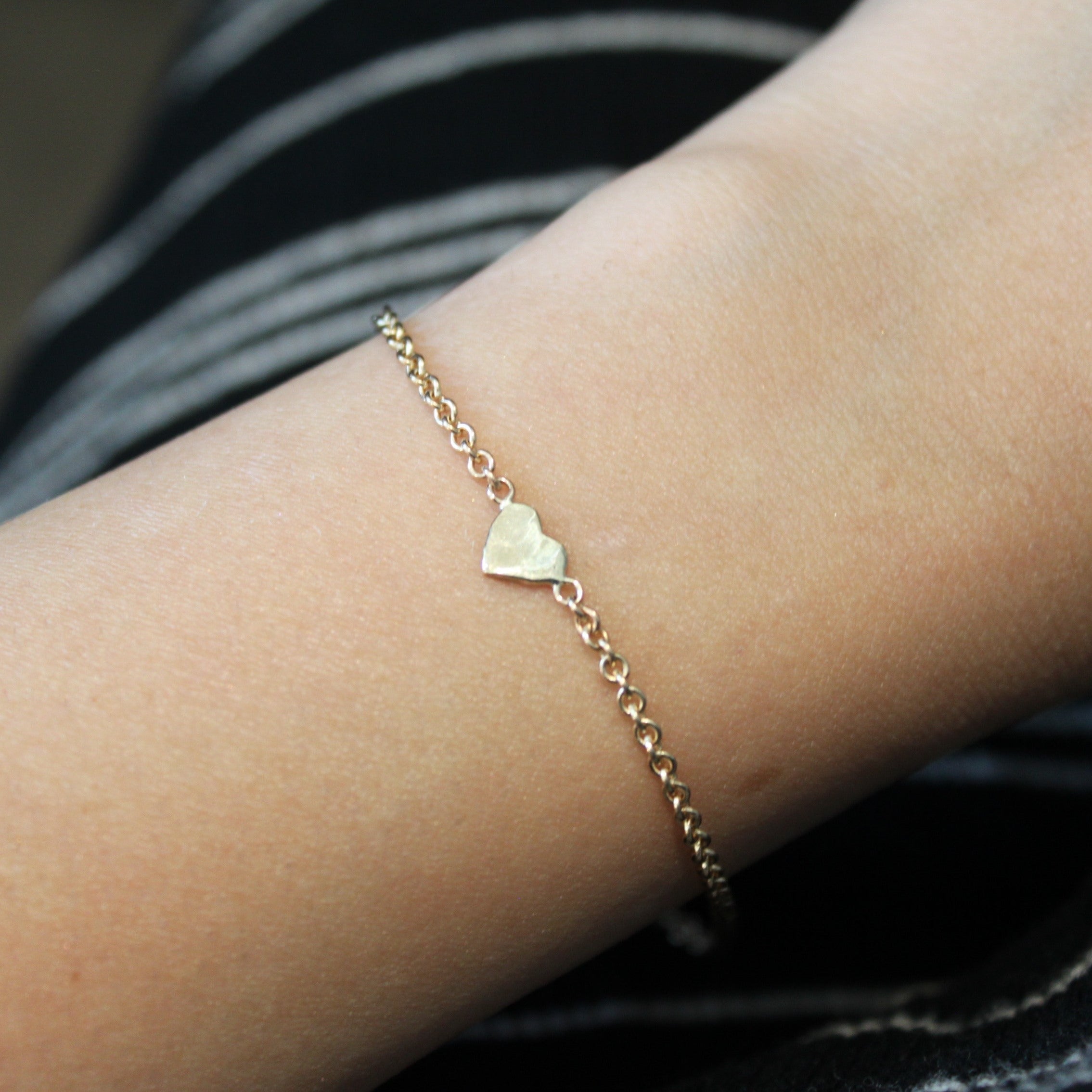 Gold Flat Heart Bracelet