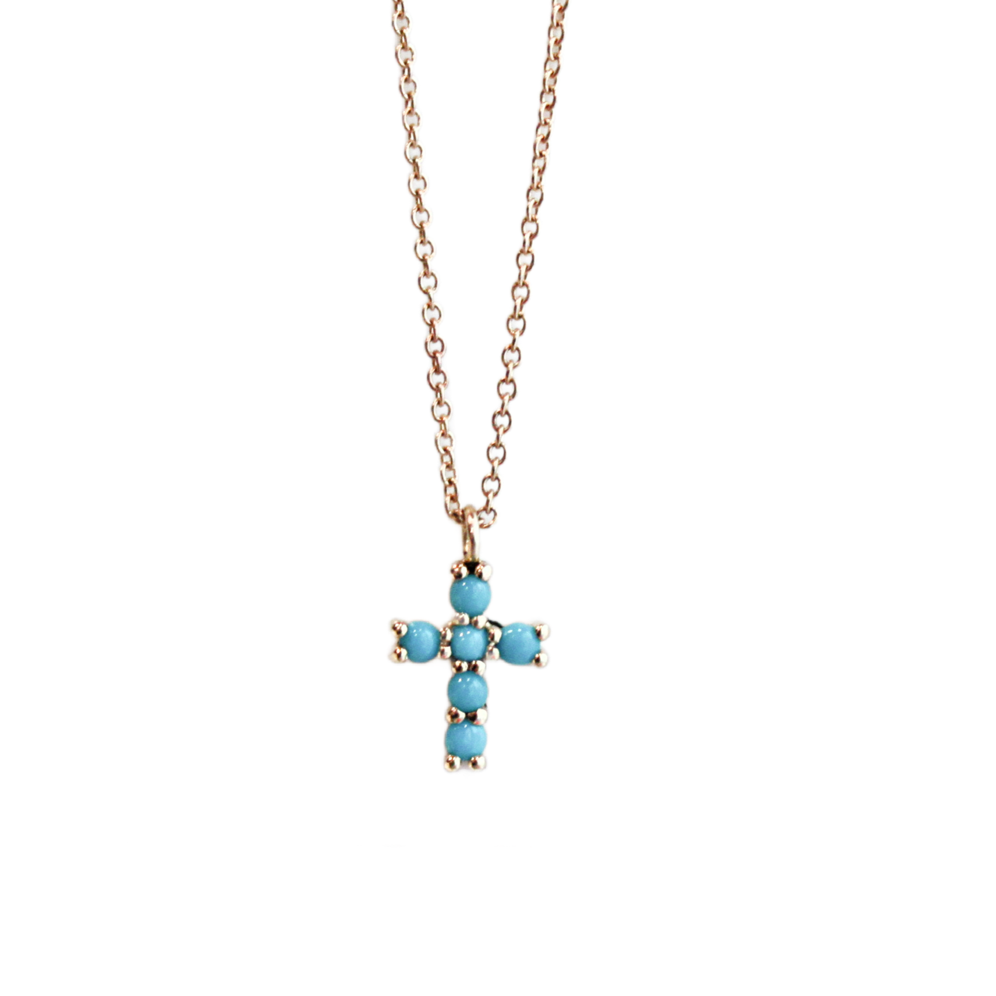 Gold and Turquoise Cross Necklace